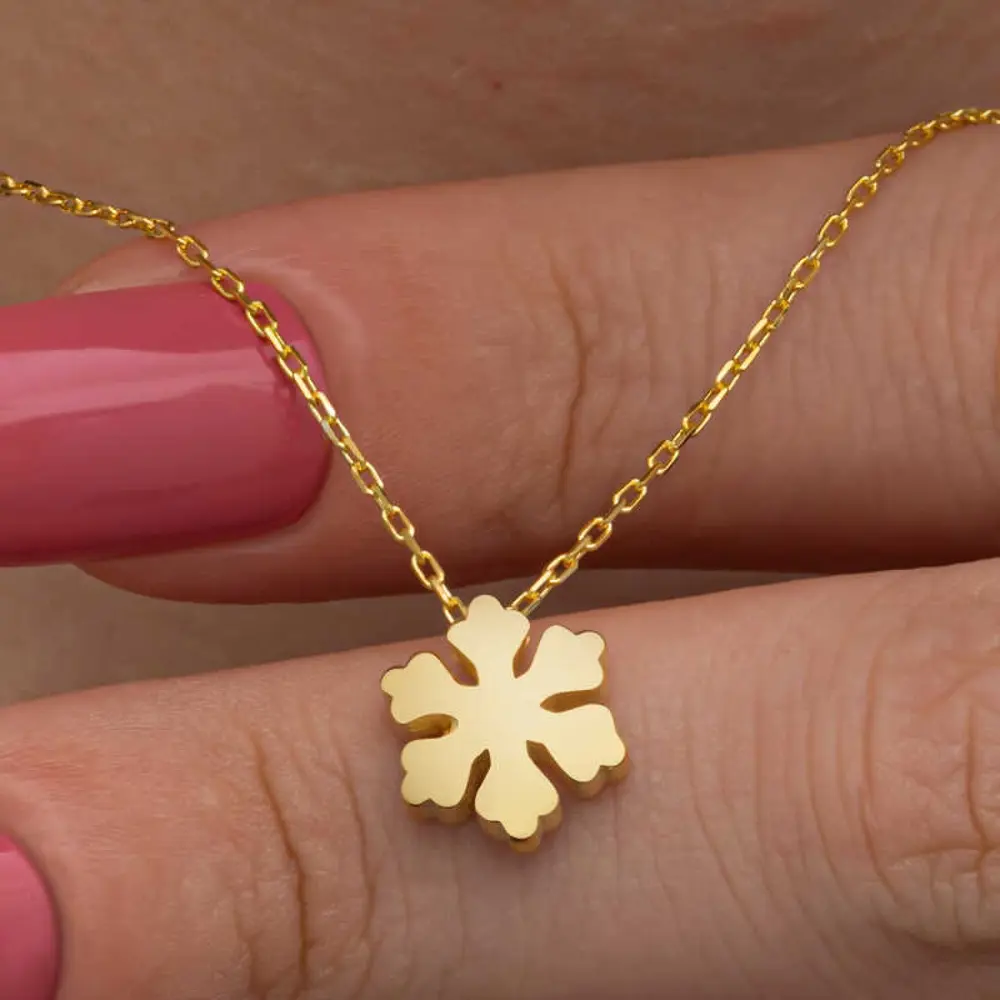 Lucky Life & Han-gar 925 Ayar Gumuss  Gold Minimal Kar Tanesi Luc