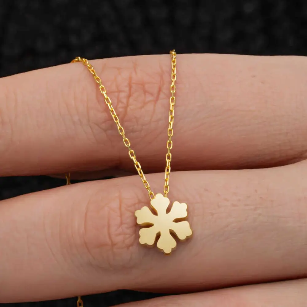 Lucky Life & Han-gar 925 Ayar Gumuss  Gold Minimal Kar Tanesi Luc