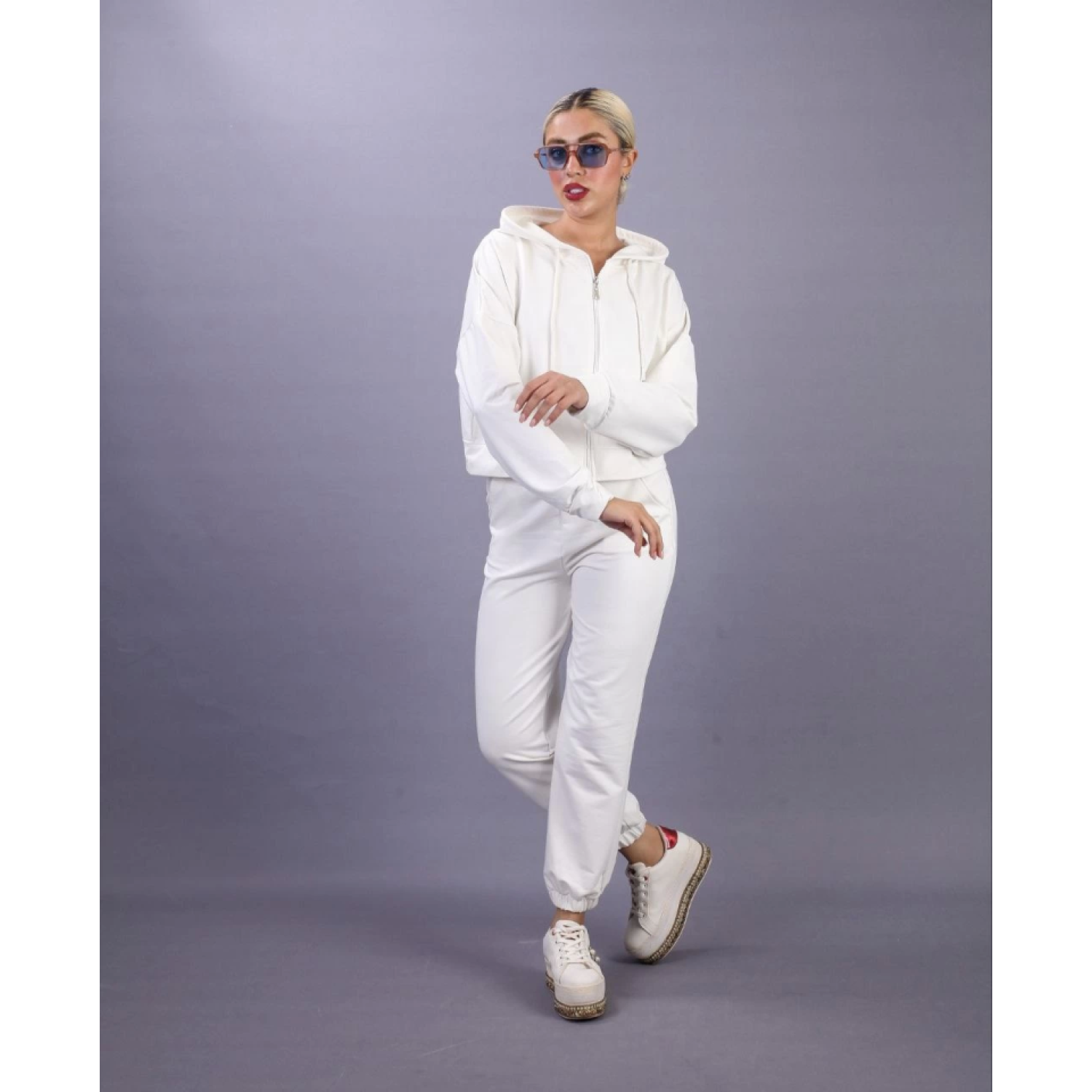 Lucky Life Iki Iplik Kapüşonlu Fermuarlı Crop Oversize Hırka Takı