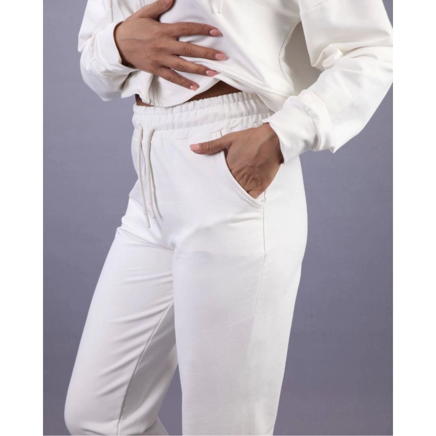 Lucky Life Iki Iplik Kapüşonlu Fermuarlı Crop Oversize Hırka Takı