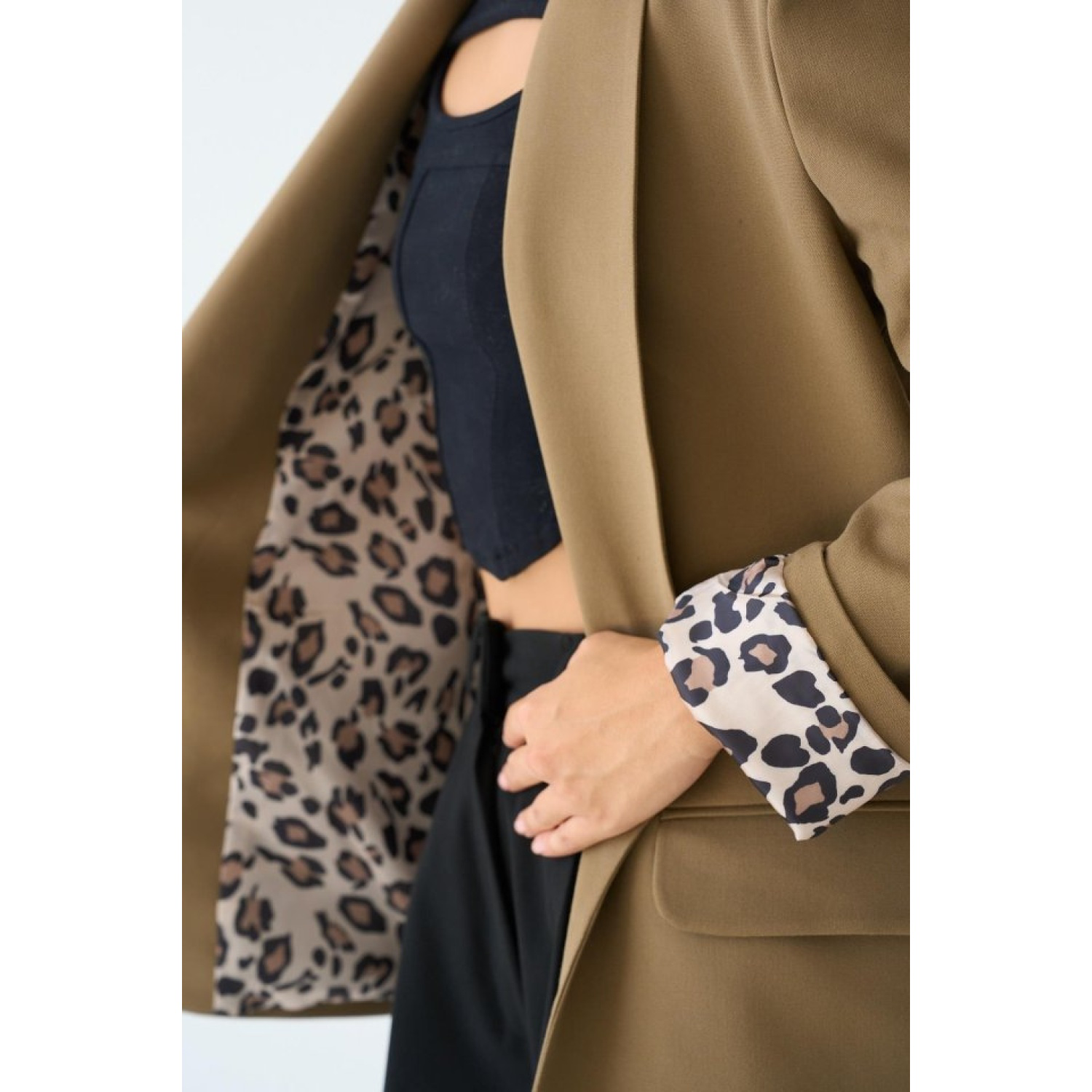 Lucky Life Kadın Astarı Leopar Ceket - Vizon