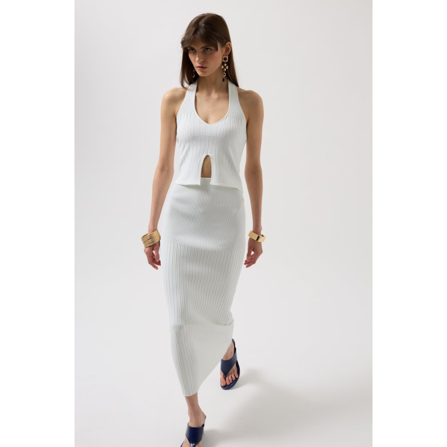 Lucky Life Kadın Yüksek Bel  Dokulu Etek