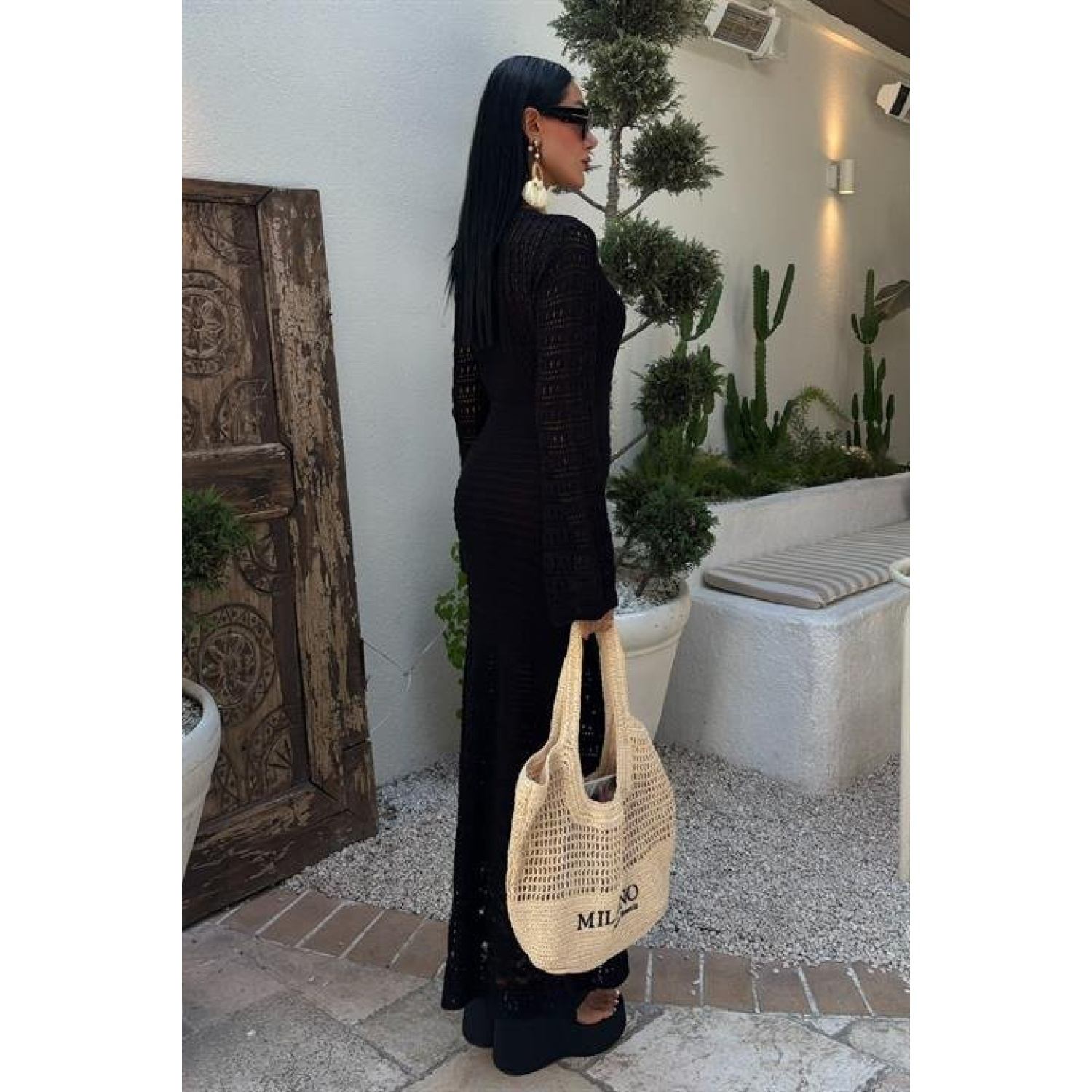 Lucky Life Kadın Göbek Dekolteli Ajurlu Elbise