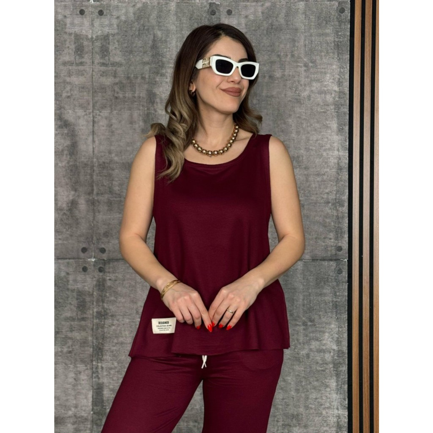 Lucky Life Kadın Askılı Yuvarlak Yaka Viskon Iki Iplik Bluz Ve Eş