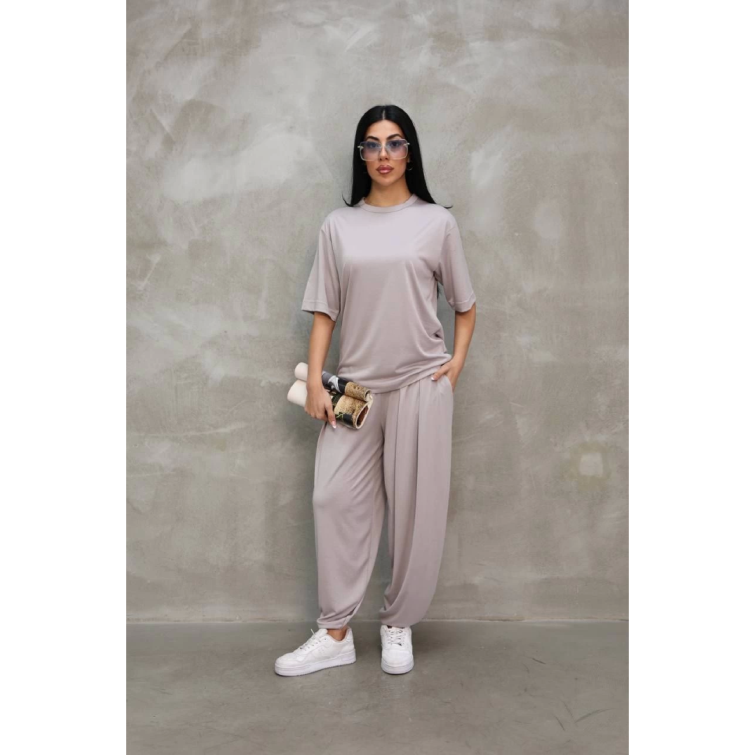 Lucky Life Kadın Modal Yumuşak Dokulu Kumaş Oversize Bisiklet Yak