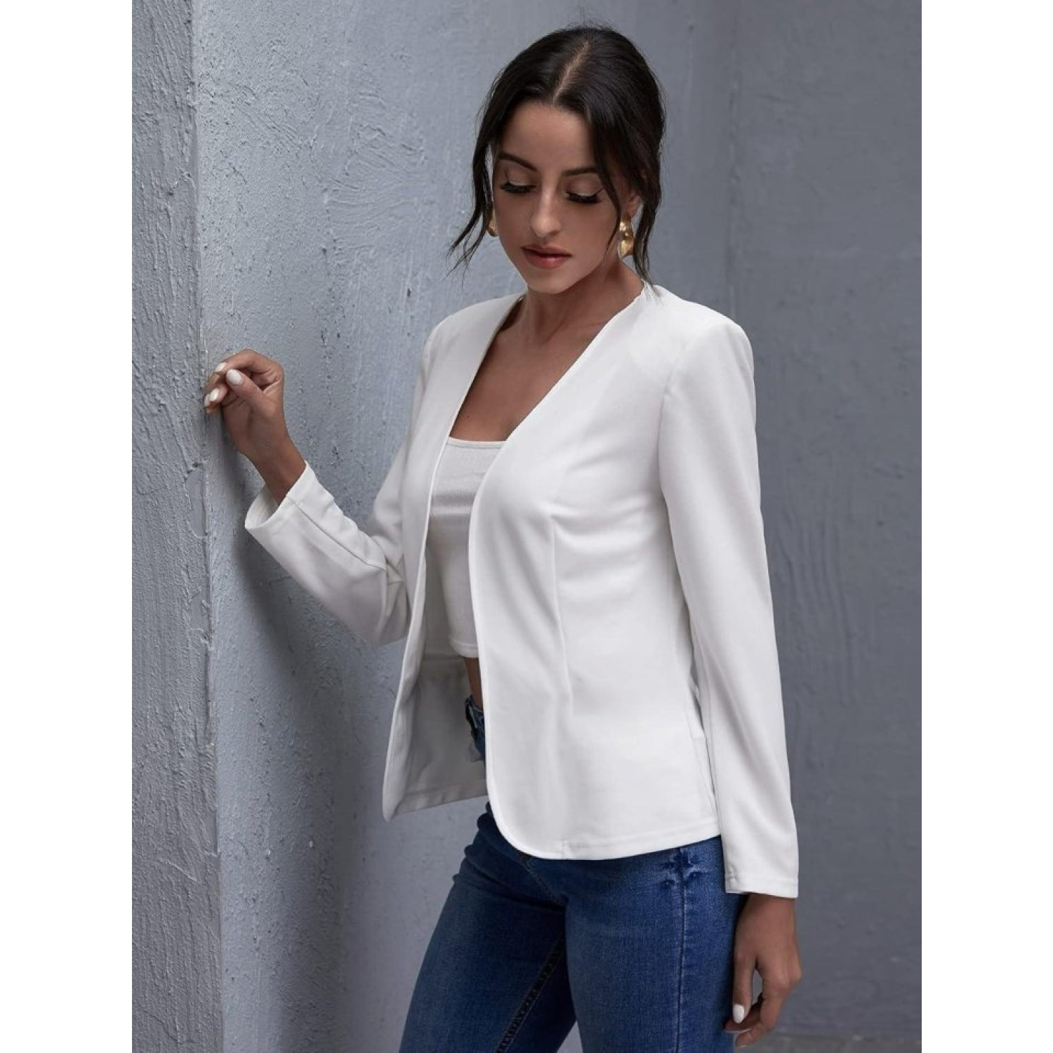 Lucky Life Kadın Uzun Kollu önü Açık Blazer Ceket