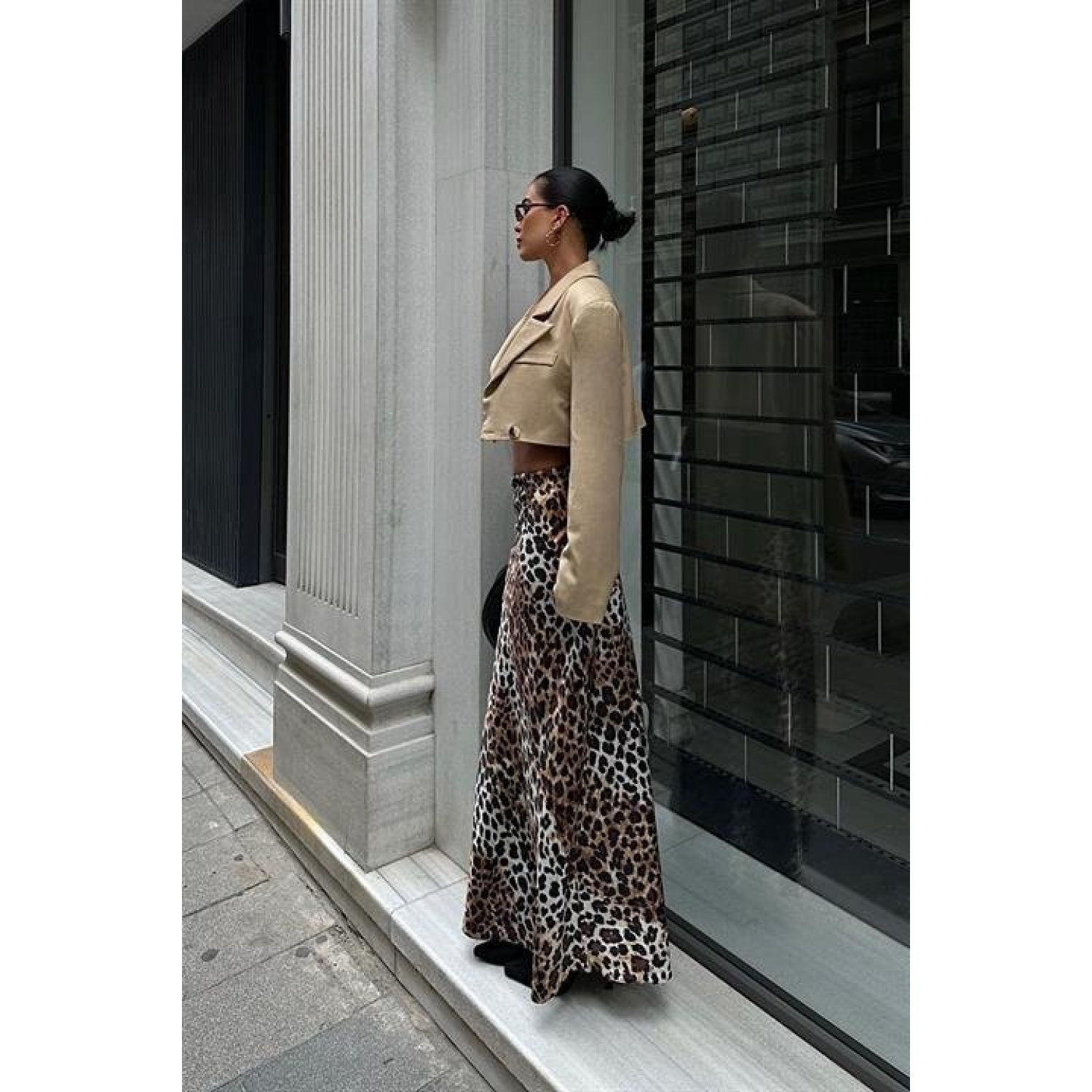 Lucky Life Kadın Animal Desen Saten Etek