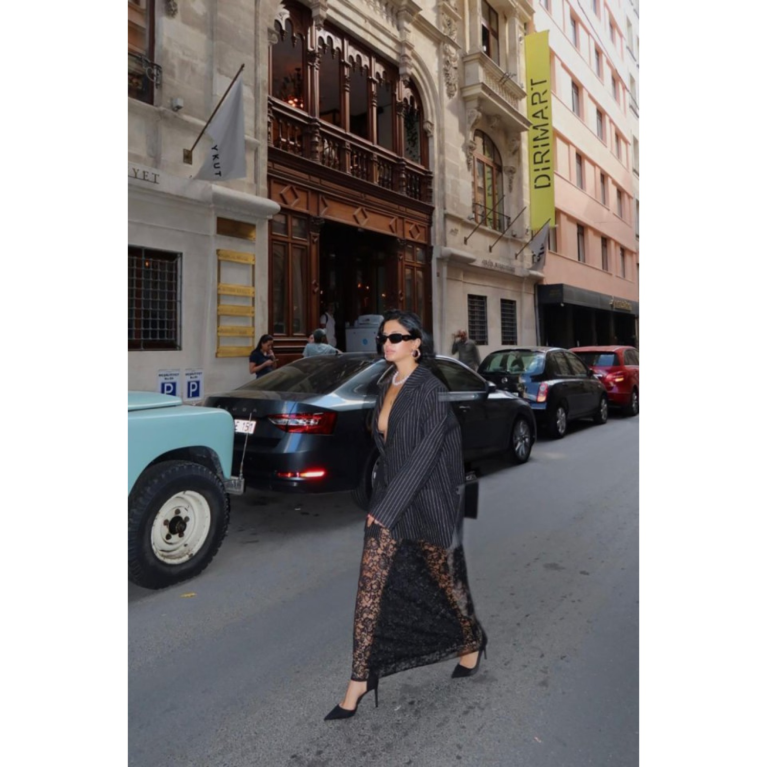 Lucky Life Kadın Siyah Çizgili Oversize Ceket