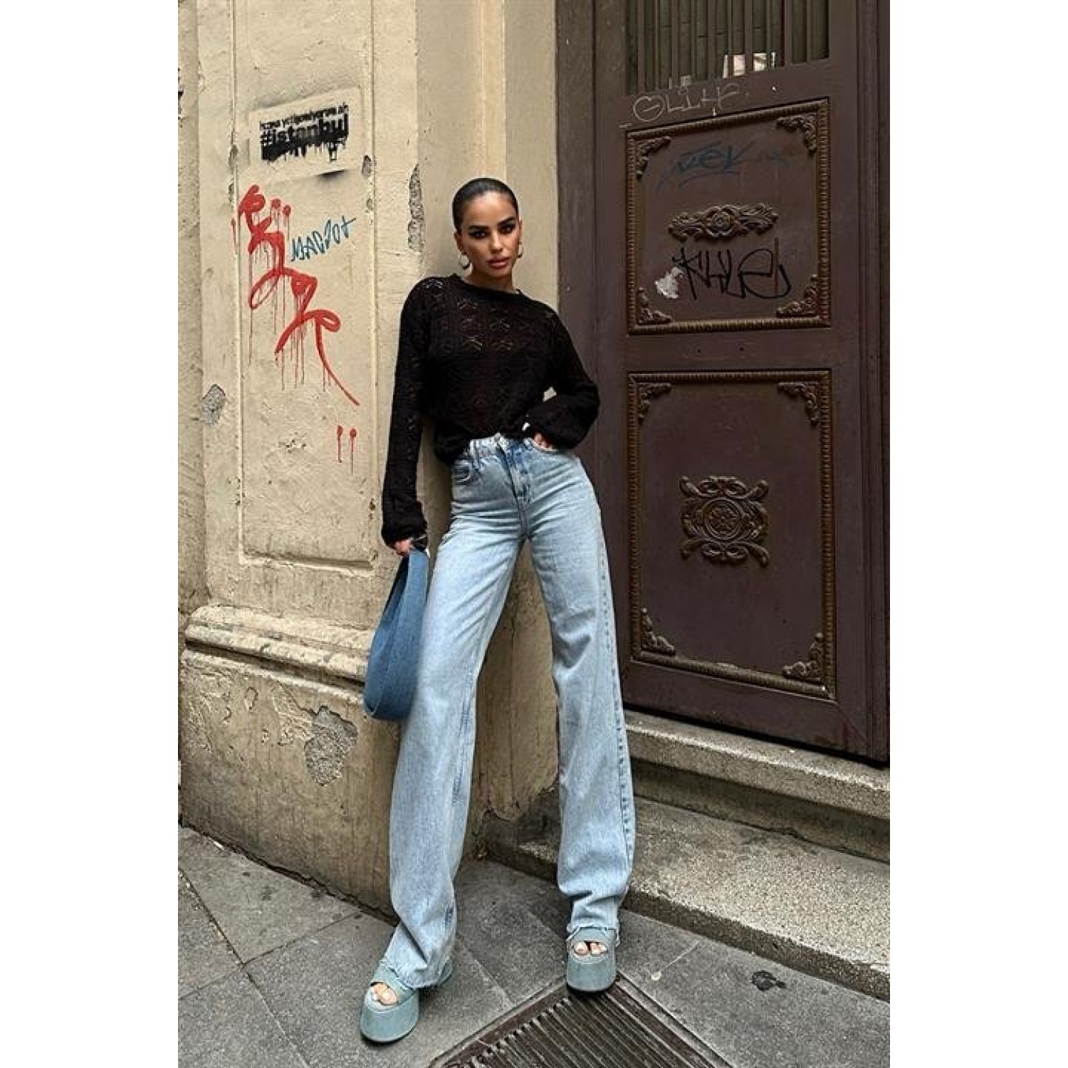 Lucky Life Kadın Kroşe  Bisiklet Yaka Kazak