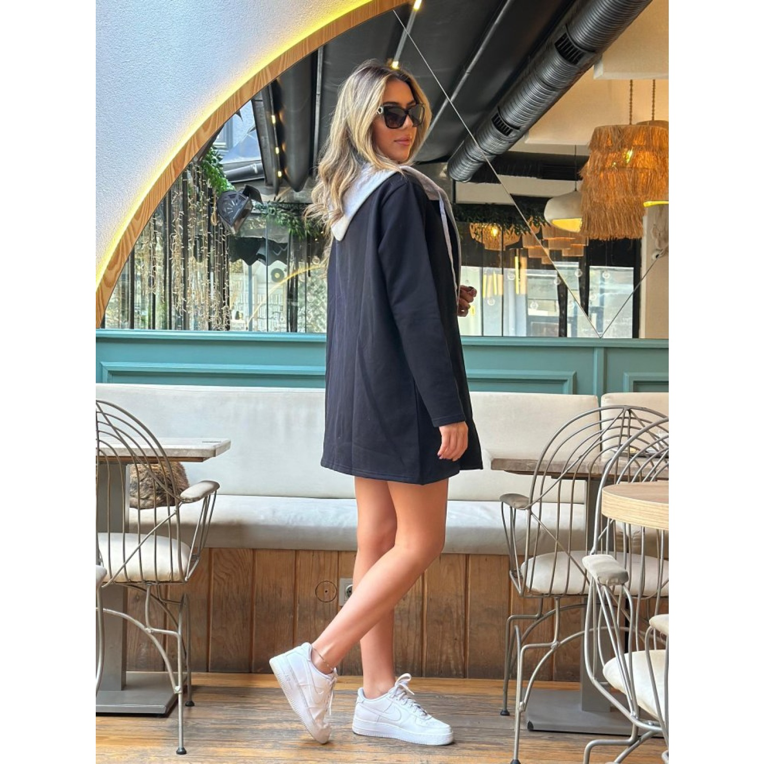 Lucky Life Kadın Uzun Kollu Kapşonlu Bağcıklı Cepli Iki Iplik Cek