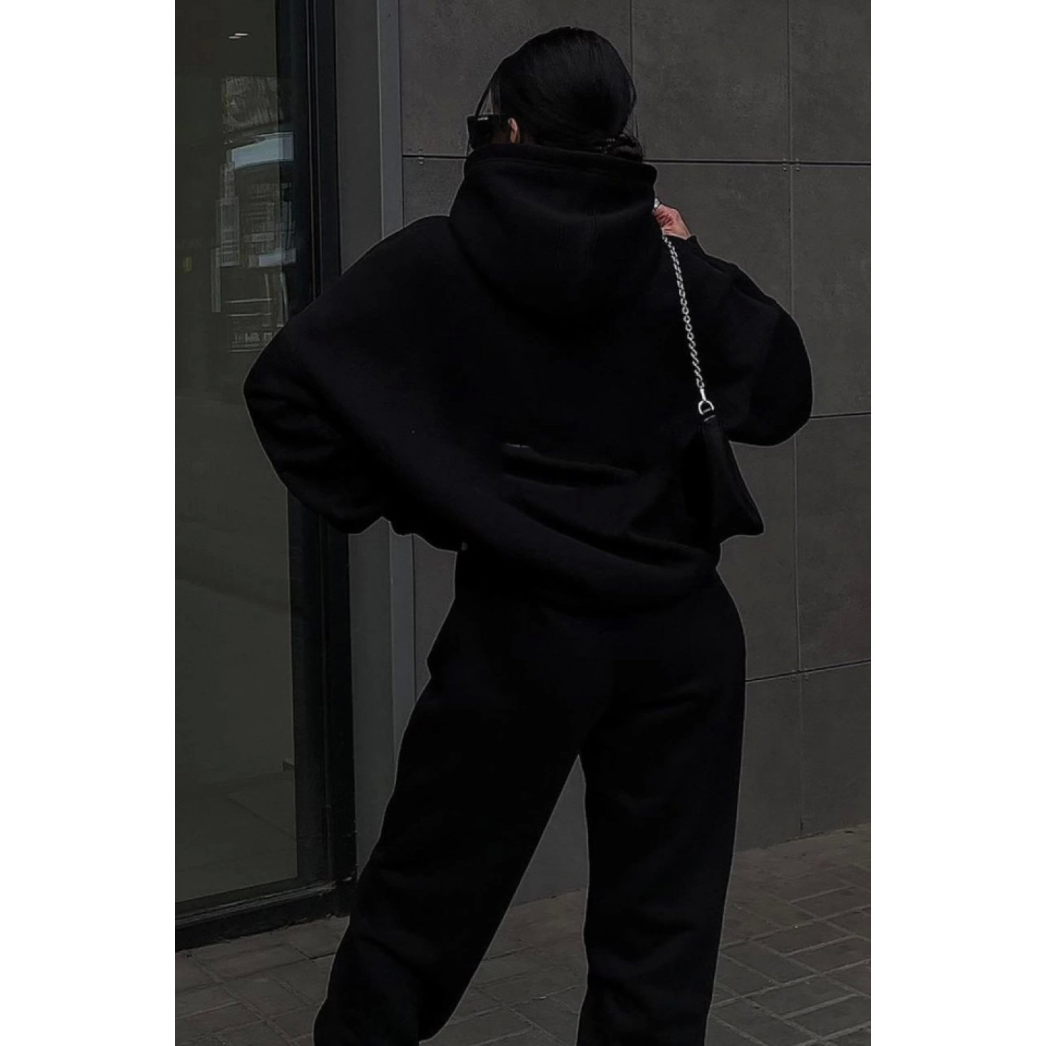 Lucky Life Kadın Oversize Kapşonlu Üç İplik Baskılı Eşofman Takım