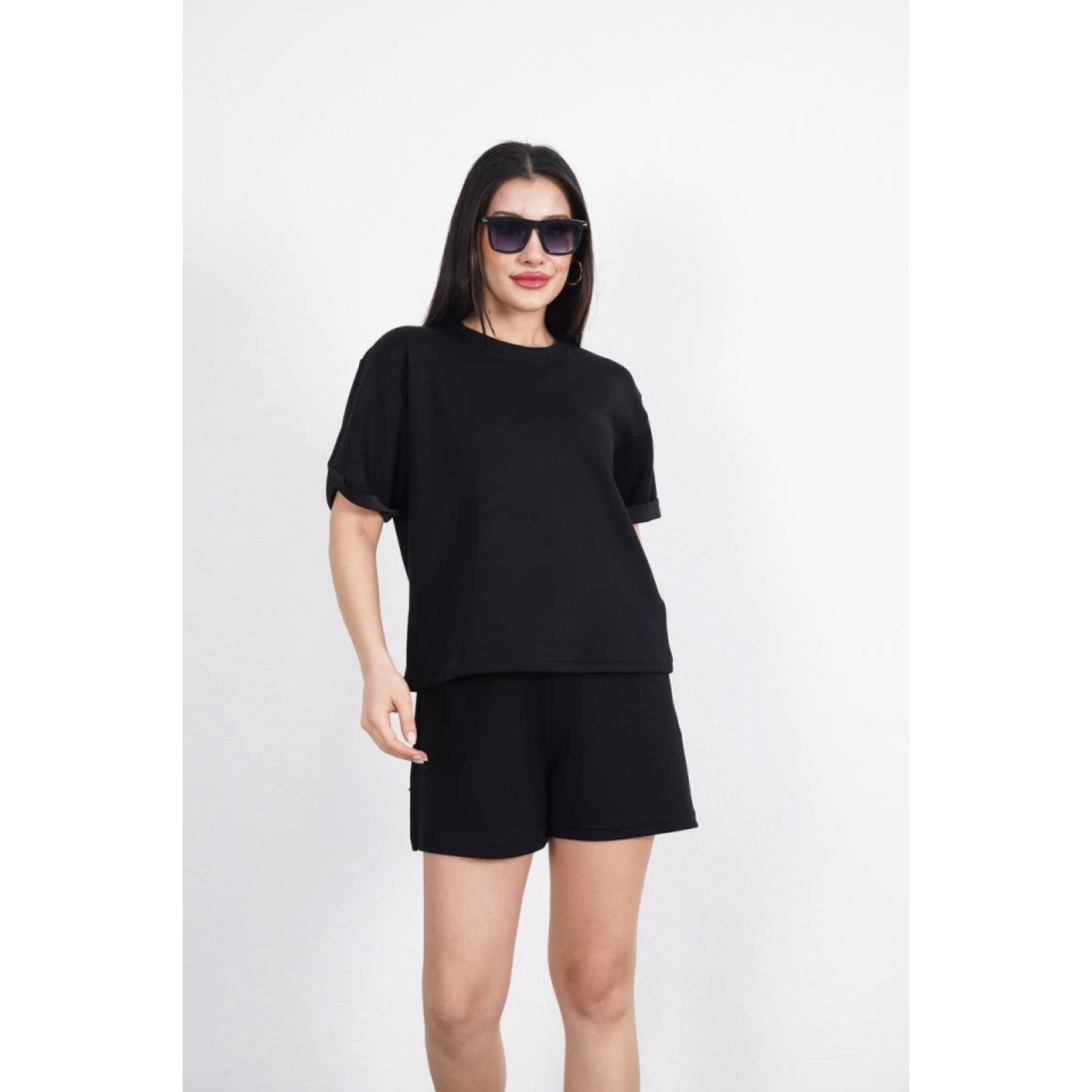 Lucky Life Kadın Yumuşak Dokulu Kumaş Bisiklet Yaka T-shirt Kısa Lucky Life Kadın Yumuşak Dokulu Kumaş Bisiklet Yaka T-shirt Kısa