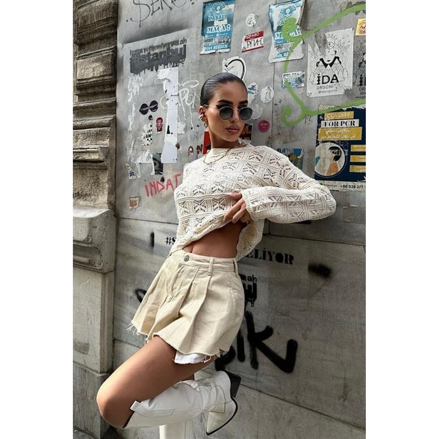 Lucky Life Kadın Kroşe  Bisiklet Yaka Kazak