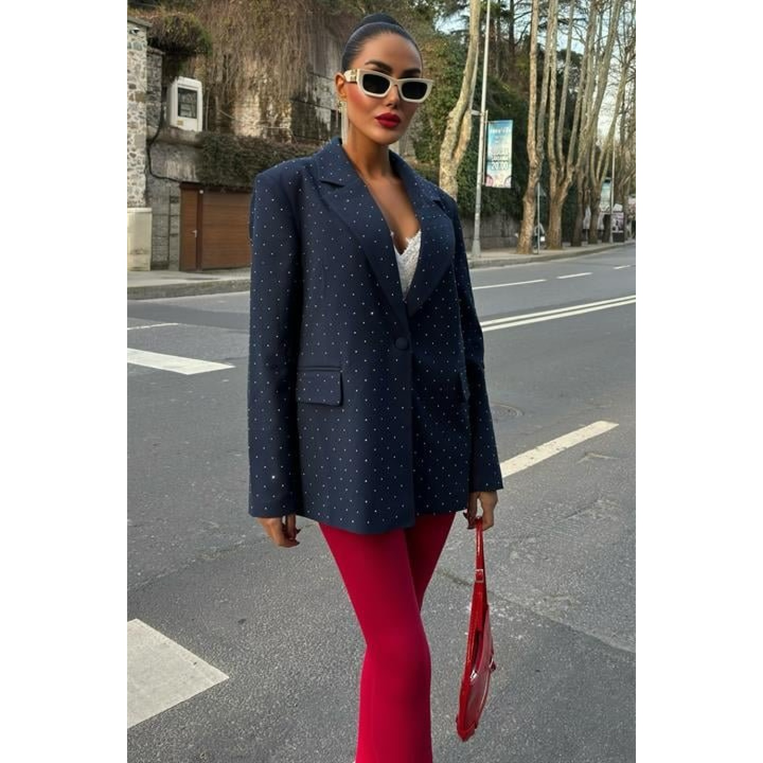 Lucky Life Kadın Taş Detaylı Lucky Life Kadın Premium Blazer Ceke