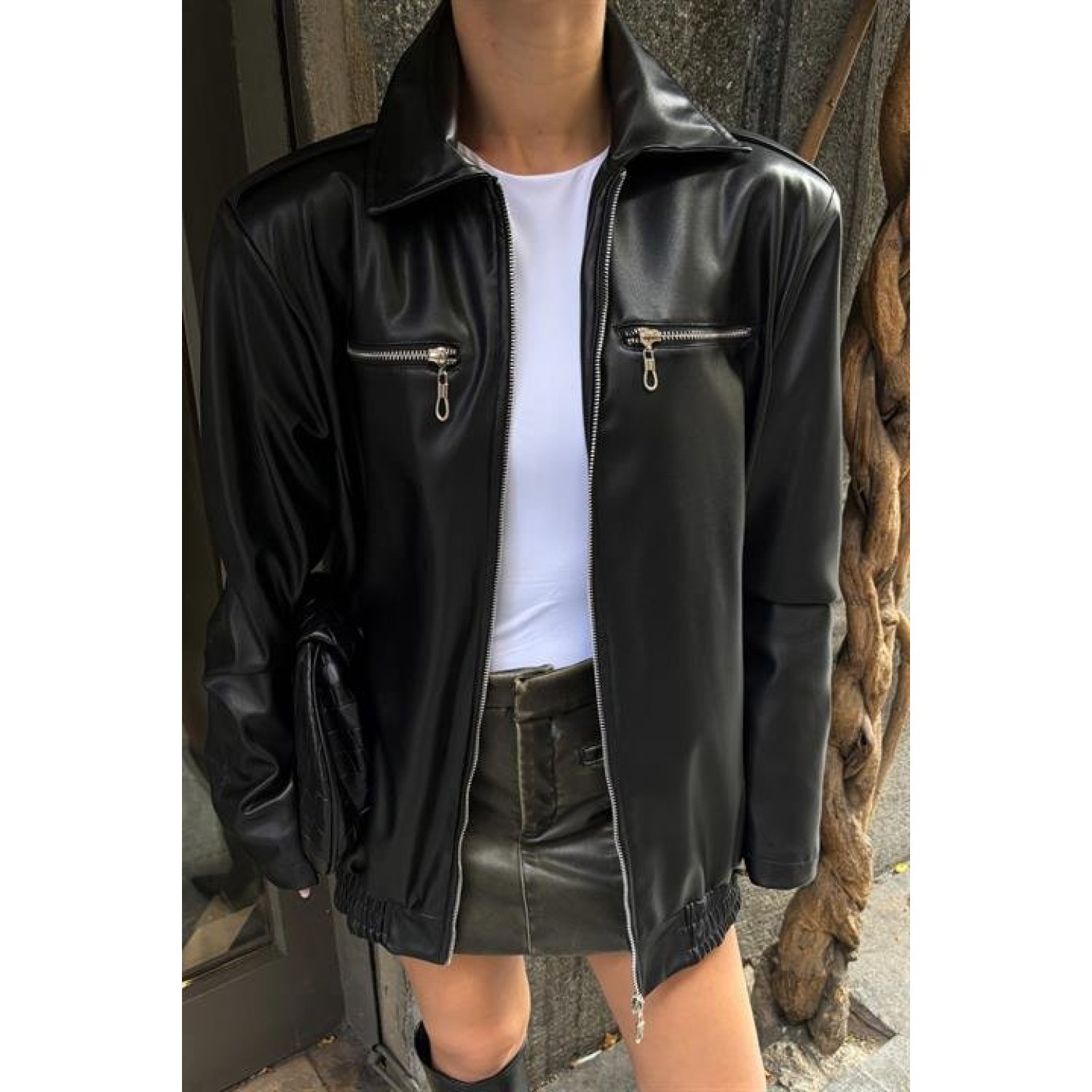 Lucky Life Kadın Oversize Suni Deri Ceket