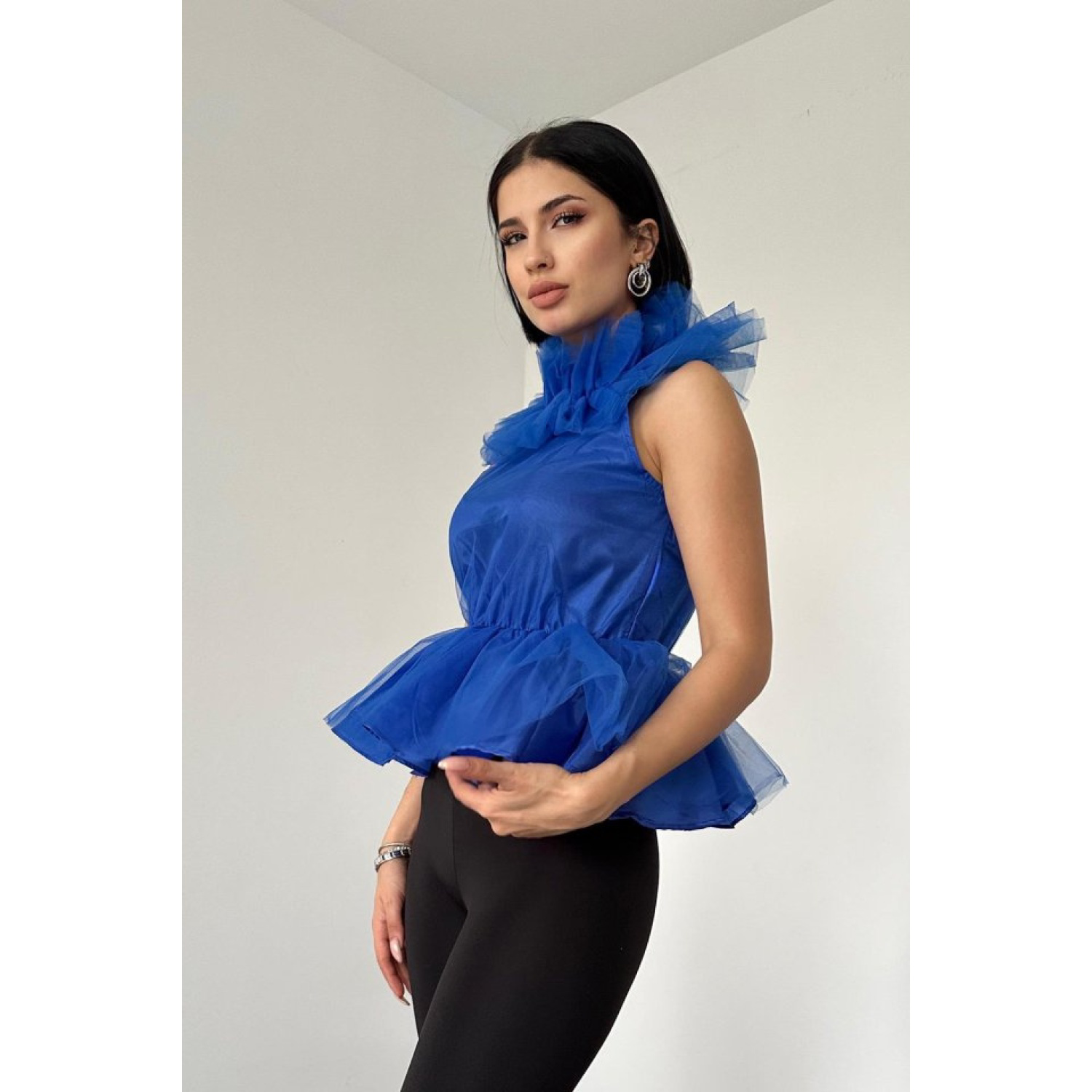 Lucky Life Kadın Saks Tüllü Bluz