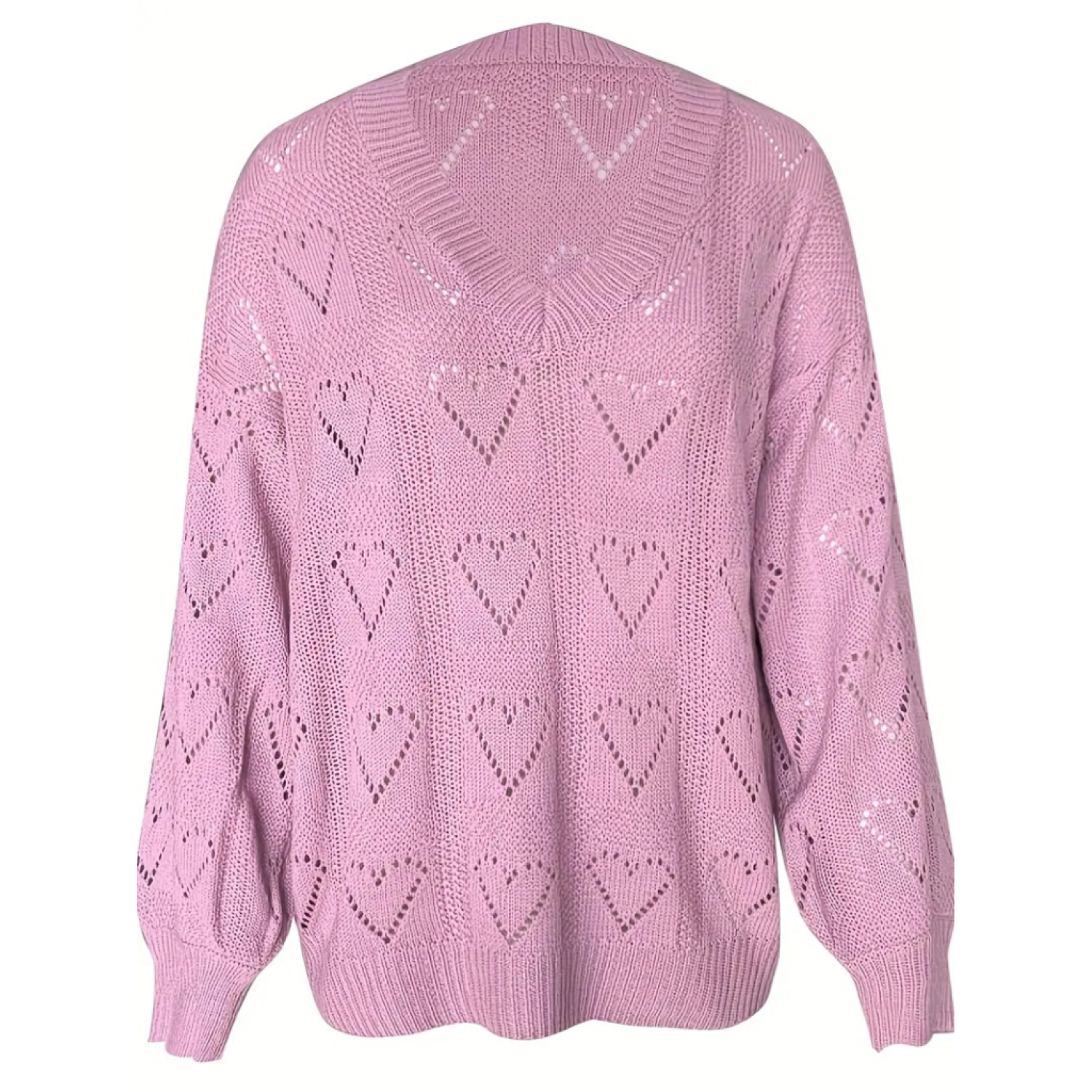 Lucky Life Kadın Uzun Kollu V Yakalı Kalpli Salaş Triko Bluz