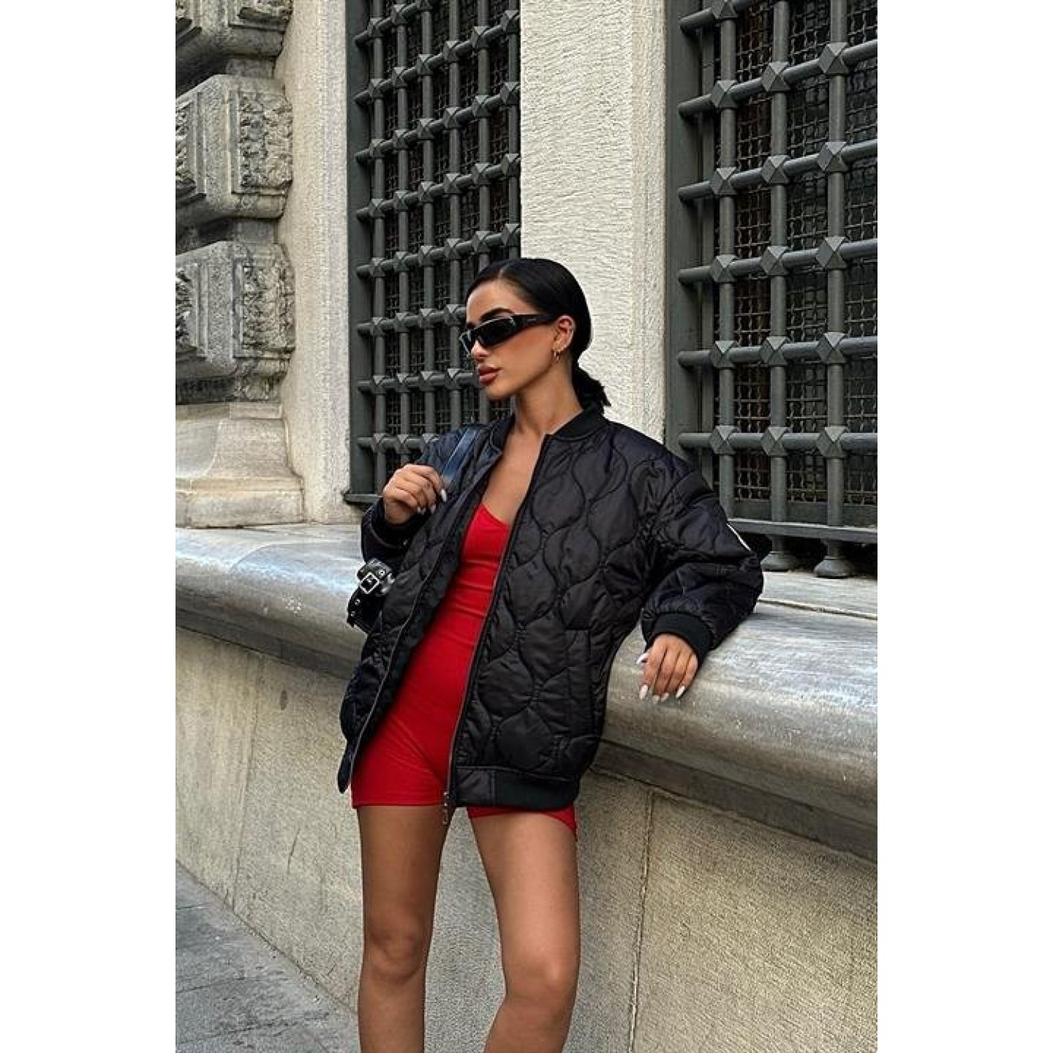 Lucky Life Kadın Oversize Kapitone Bomber Ceket