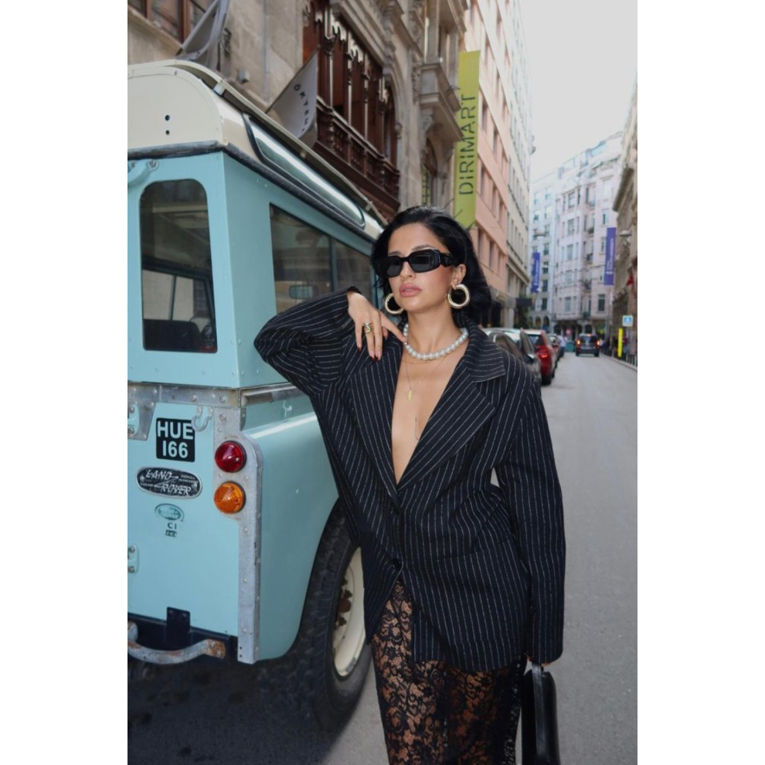 Lucky Life Kadın Siyah Çizgili Oversize Ceket