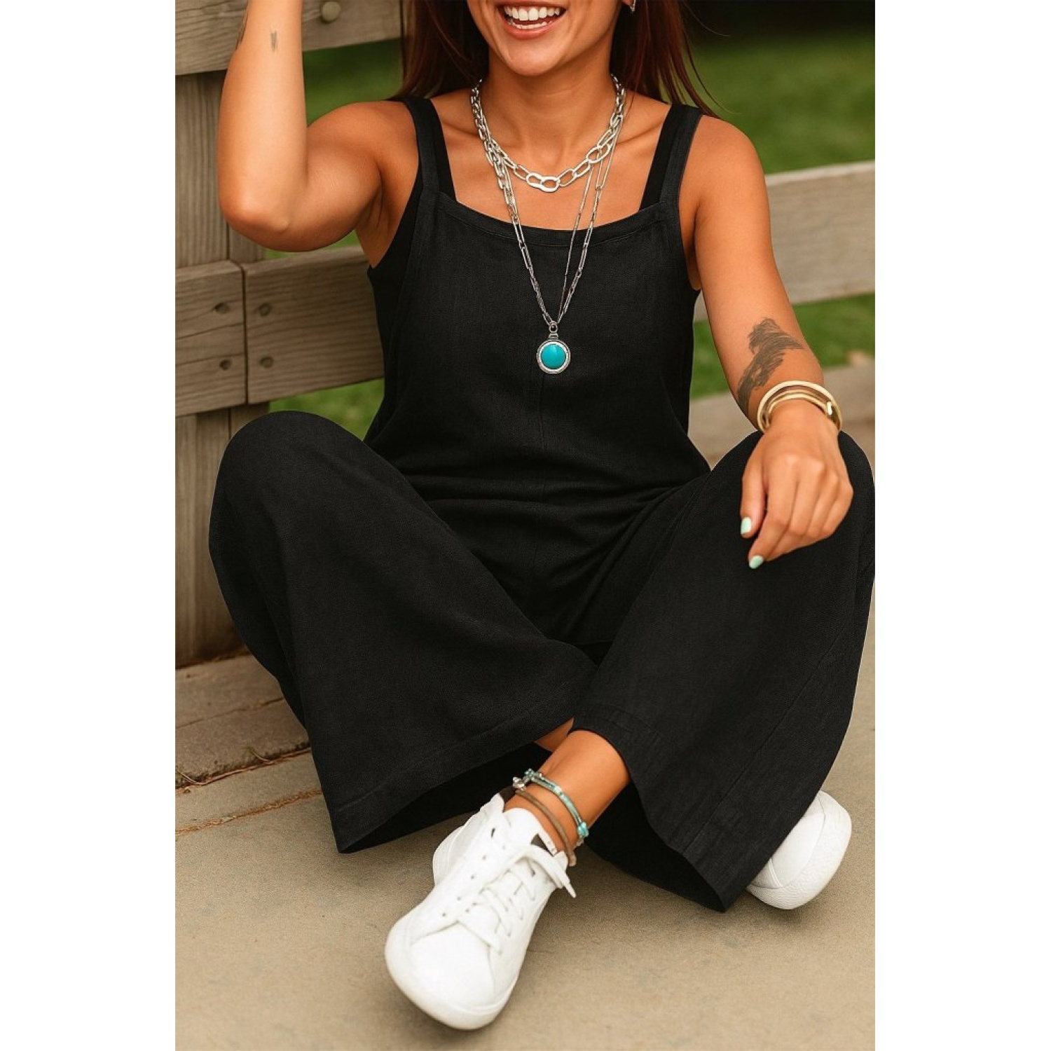 Lucky Life Kadın Askılı Yandan Fermuarlı Geniş Paçalı Valencia Tu