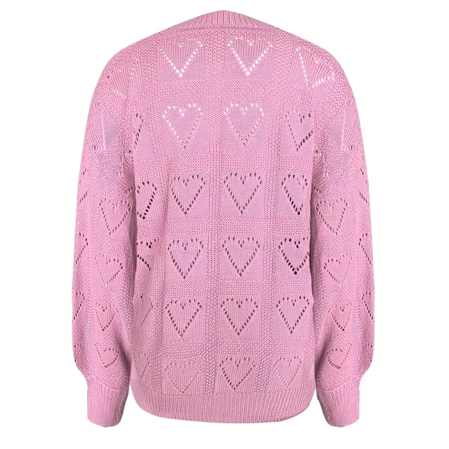 Lucky Life Kadın Uzun Kollu V Yakalı Kalpli Salaş Triko Bluz