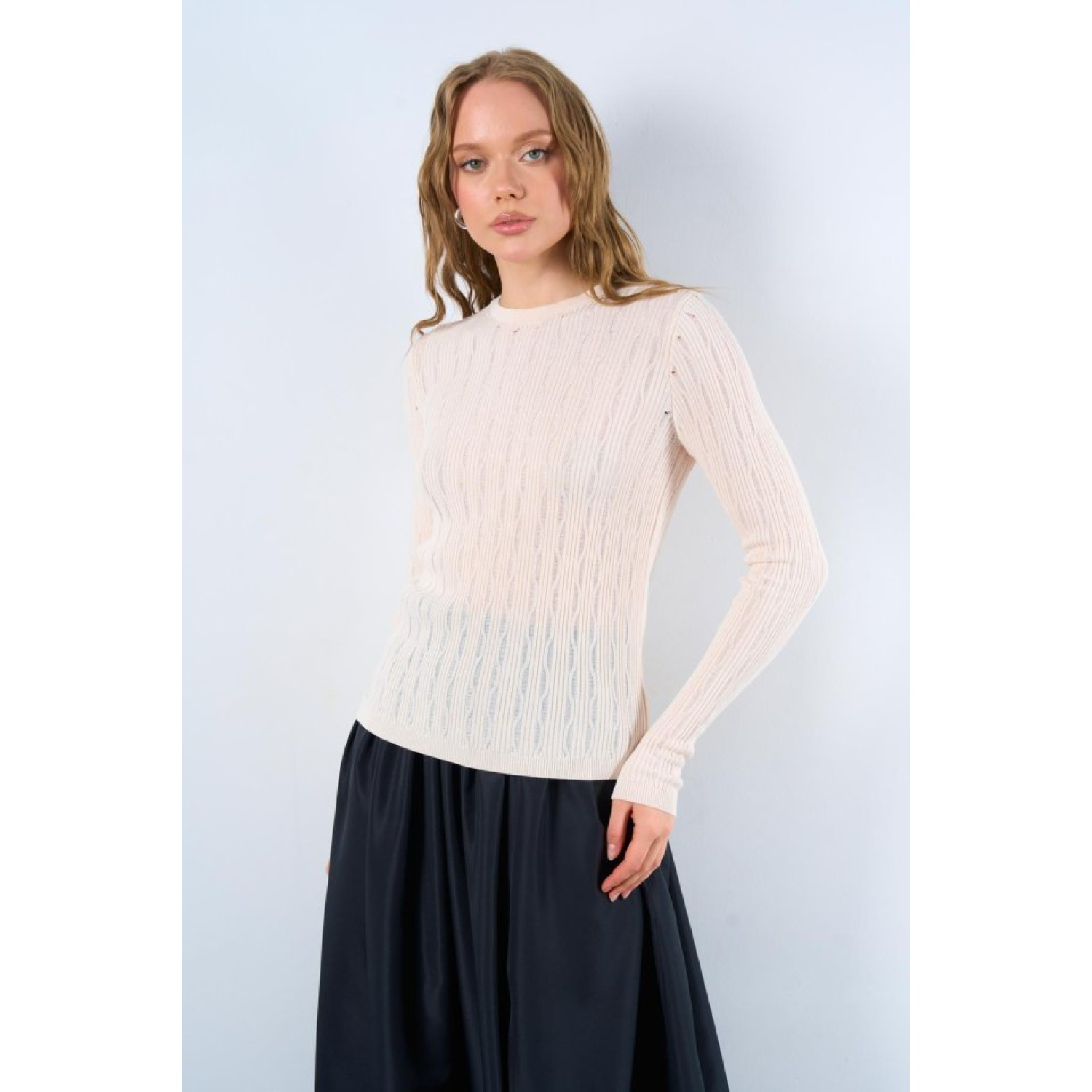 Lucky Life Kadın Triko Kazak - Krem