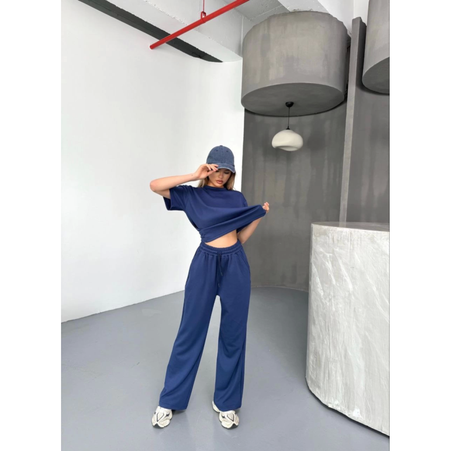 Lucky Life Kadın Yumuşak Dokulu Kumaş Kısa Kollu Bluz Rahat Panta