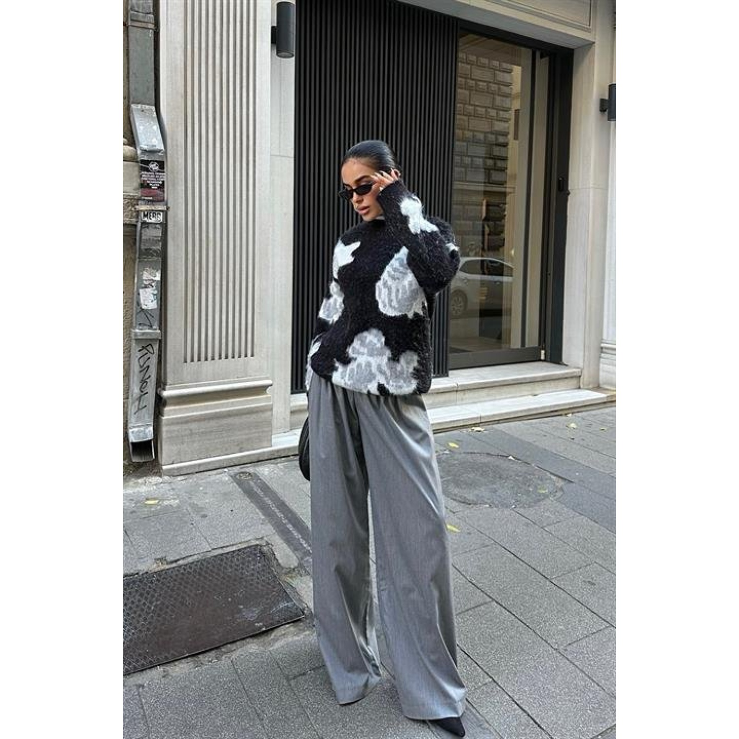 Lucky Life Kadın Desenli Şardonlu Kazak