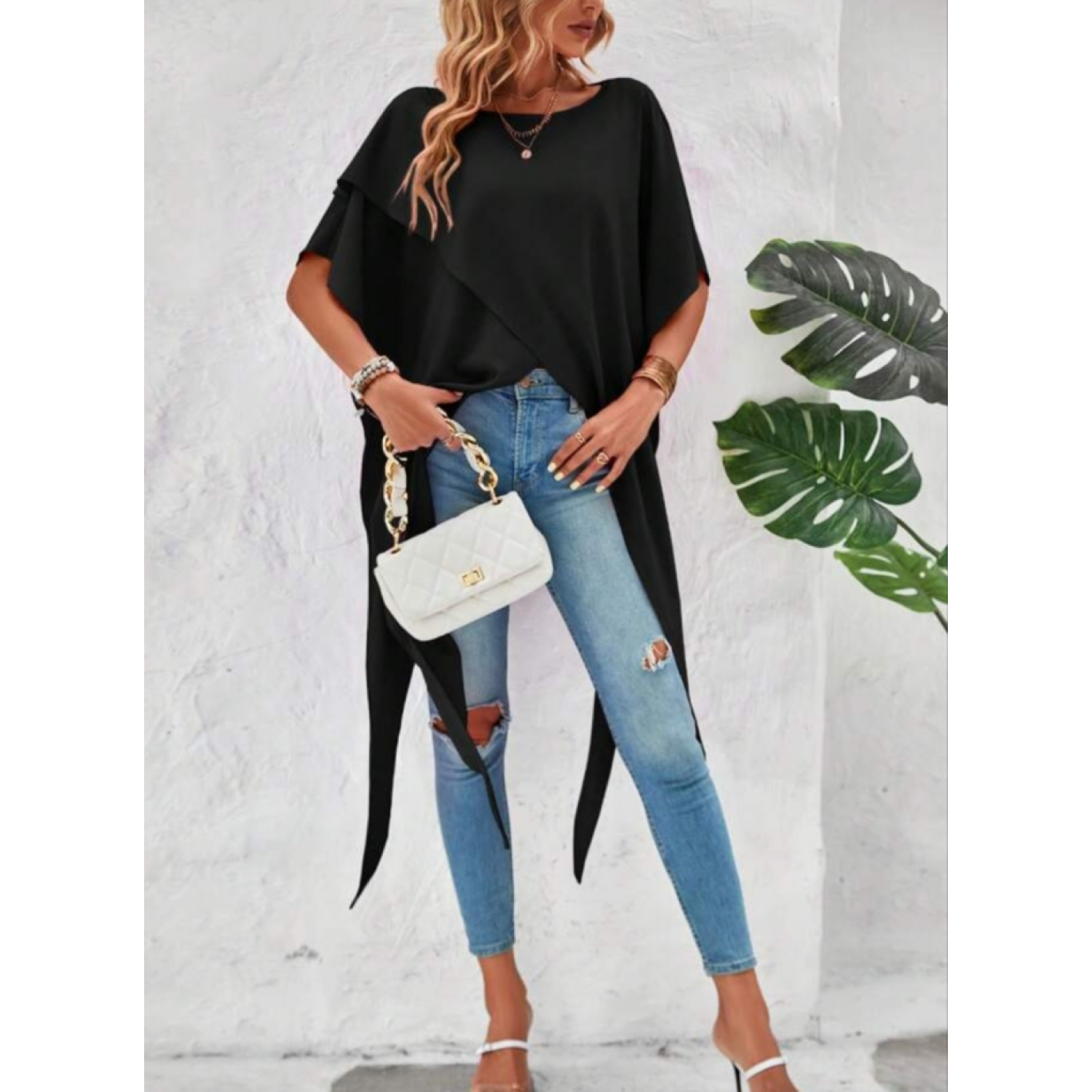 Lucky Life Kadın Kısa Kollu Asimetrik Kesim Sandy Uzun Bluz Lucky Life Kadın Kısa Kollu Asimetrik Kesim Sandy Uzun Bluz