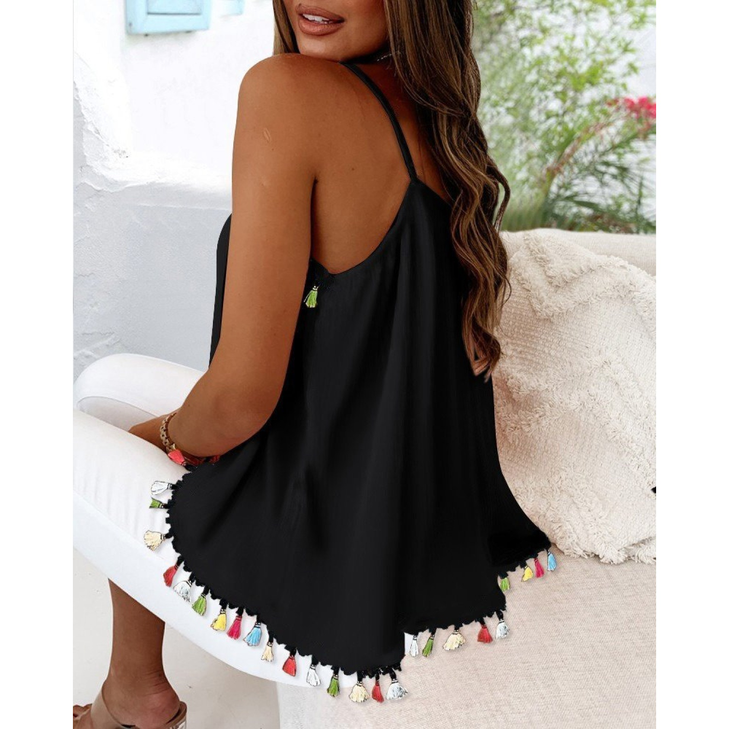 Lucky Life Kadın Ip Askılı Püskül Detaylı Sandy Bluz