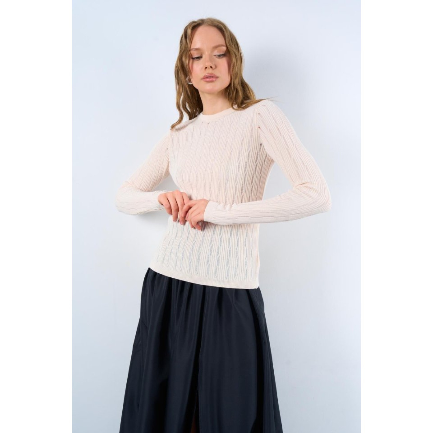 Lucky Life Kadın Triko Kazak - Krem