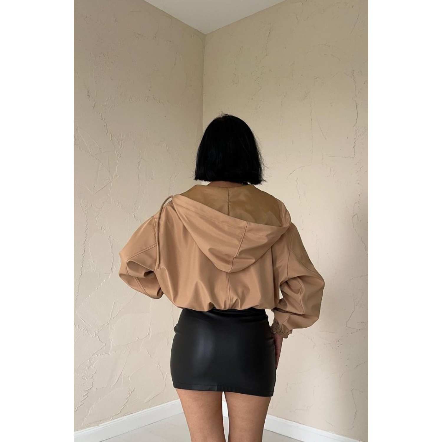 Lucky Life Kadın Vizon Kısa Fermuarlı Bomber Ceket