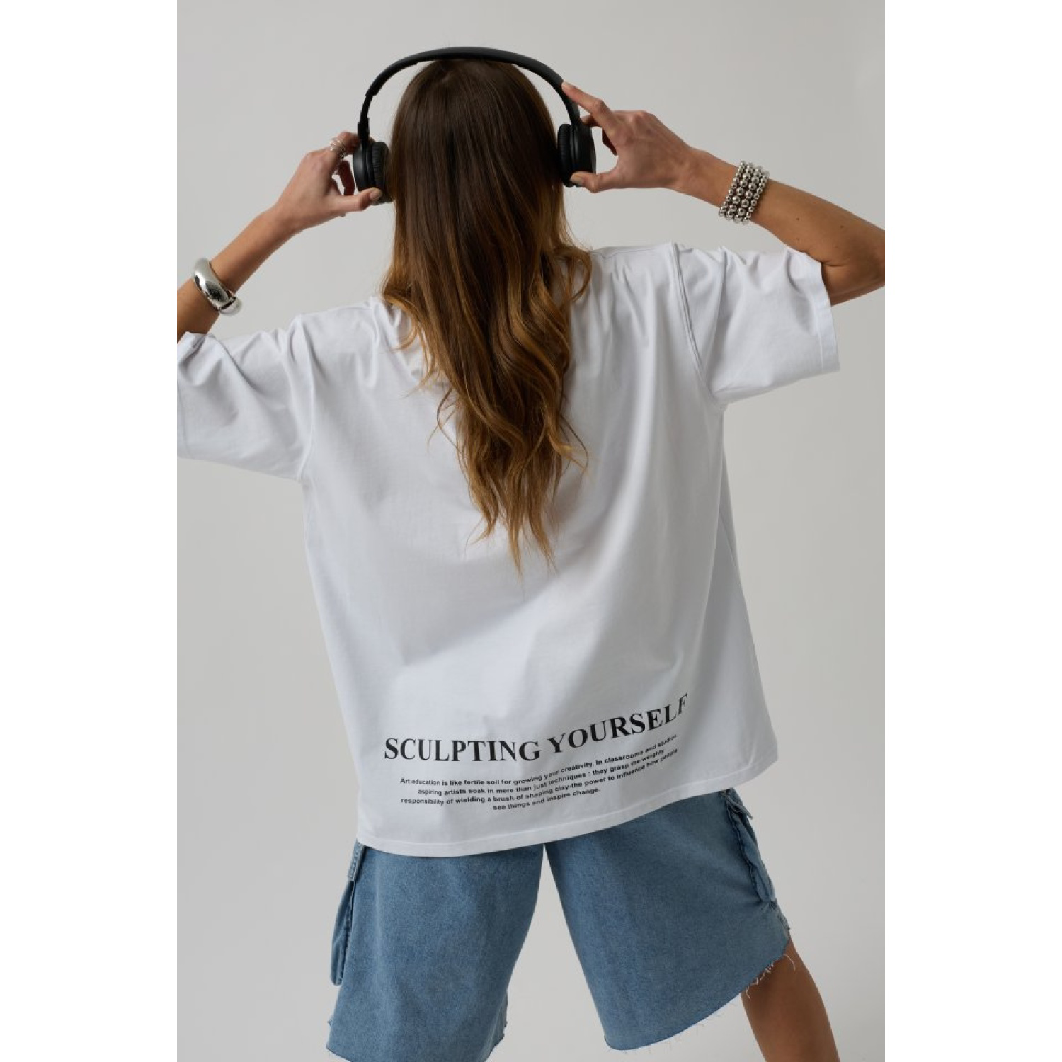 Lucky Life Kadın Etek Ucu Baskili Tshirt