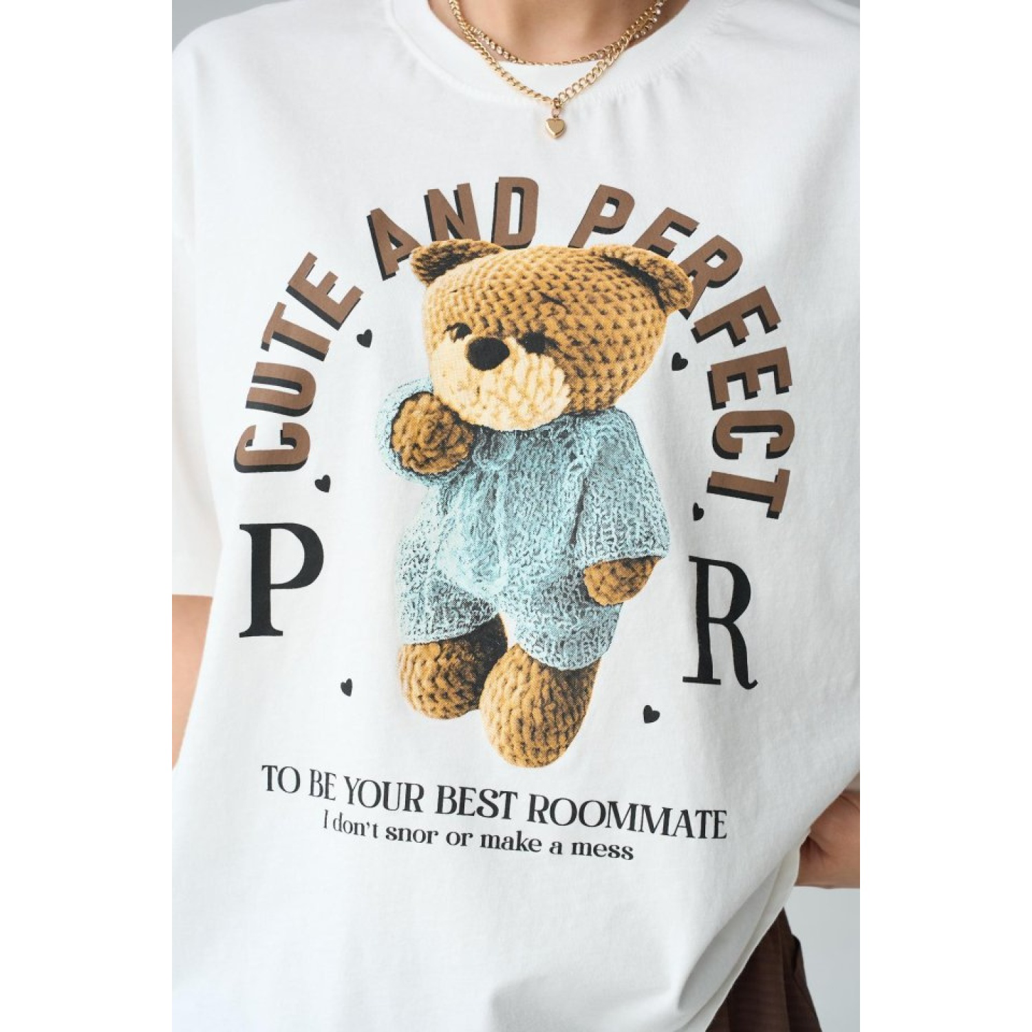 Lucky Life Kadın  Teddy Bear T-Shirt - Krem