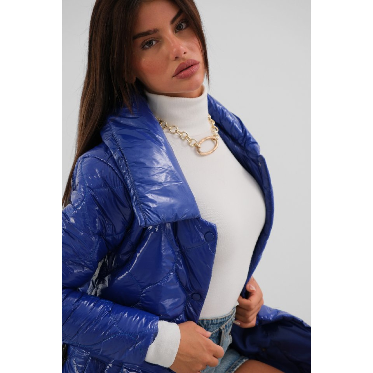 Lucky Life Kadın Kemerli Rugan Şişme Maxi Mont