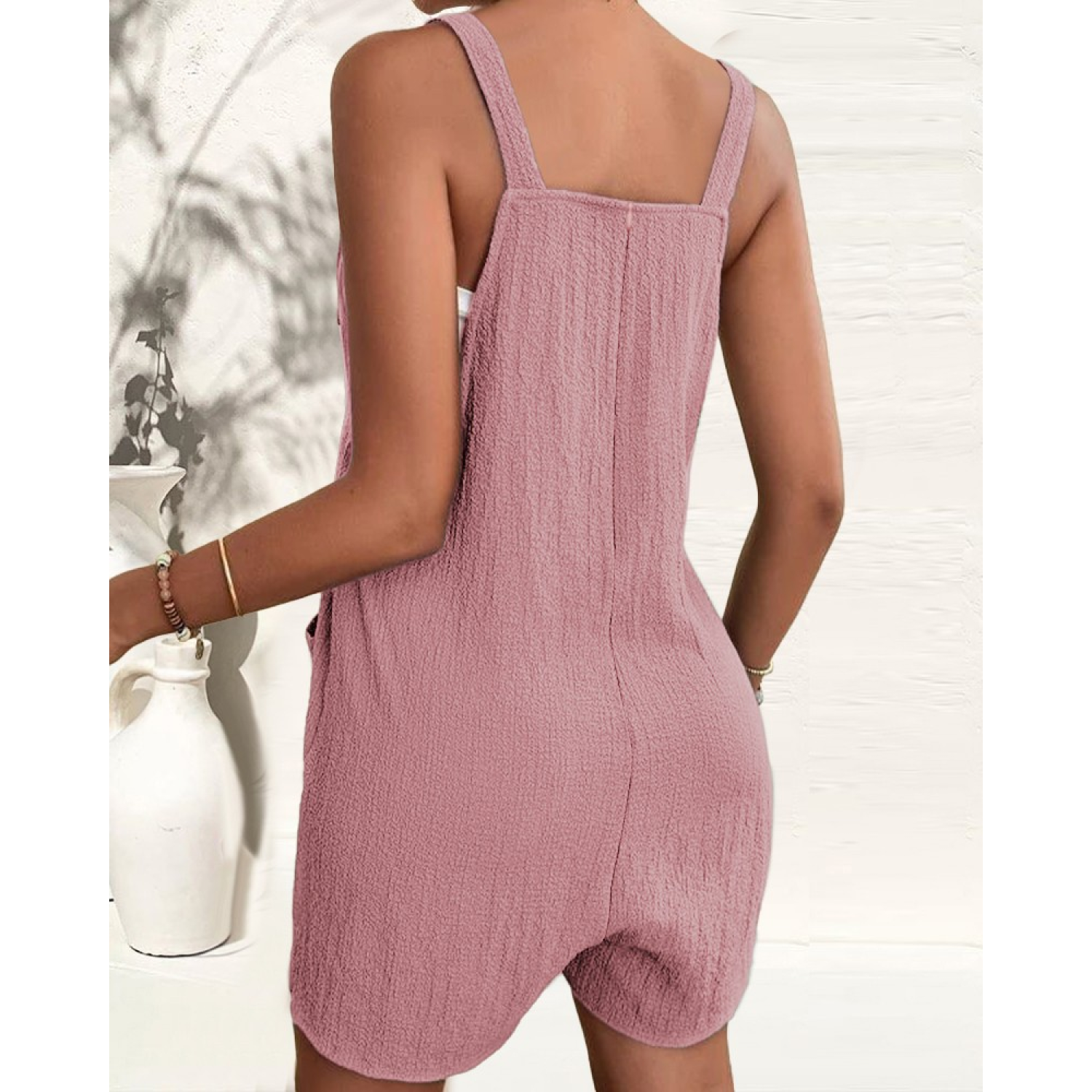 Lucky Life Kadın Kolsuz Askı Aksesuarlı önü Bağlama Detay Salopet