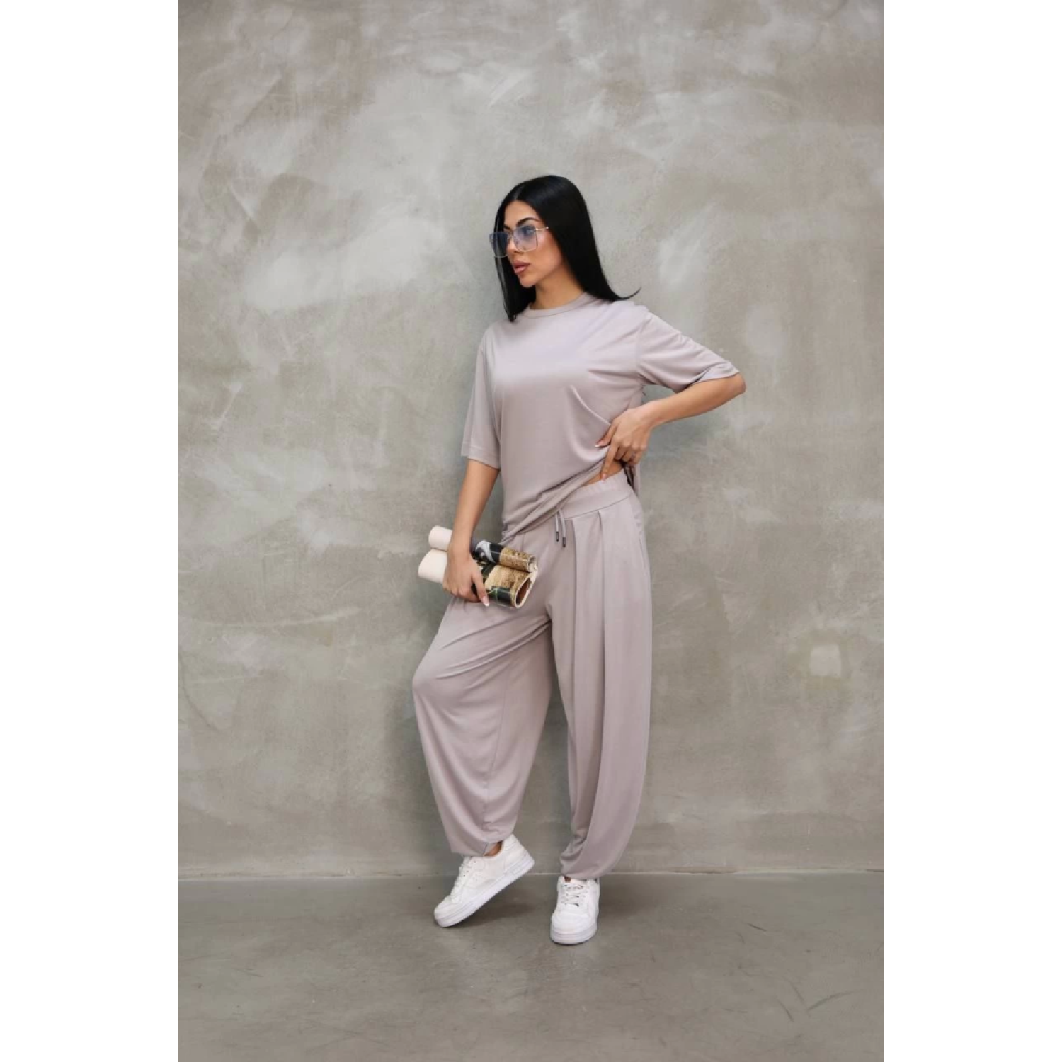 Lucky Life Kadın Modal Yumuşak Dokulu Kumaş Oversize Bisiklet Yak