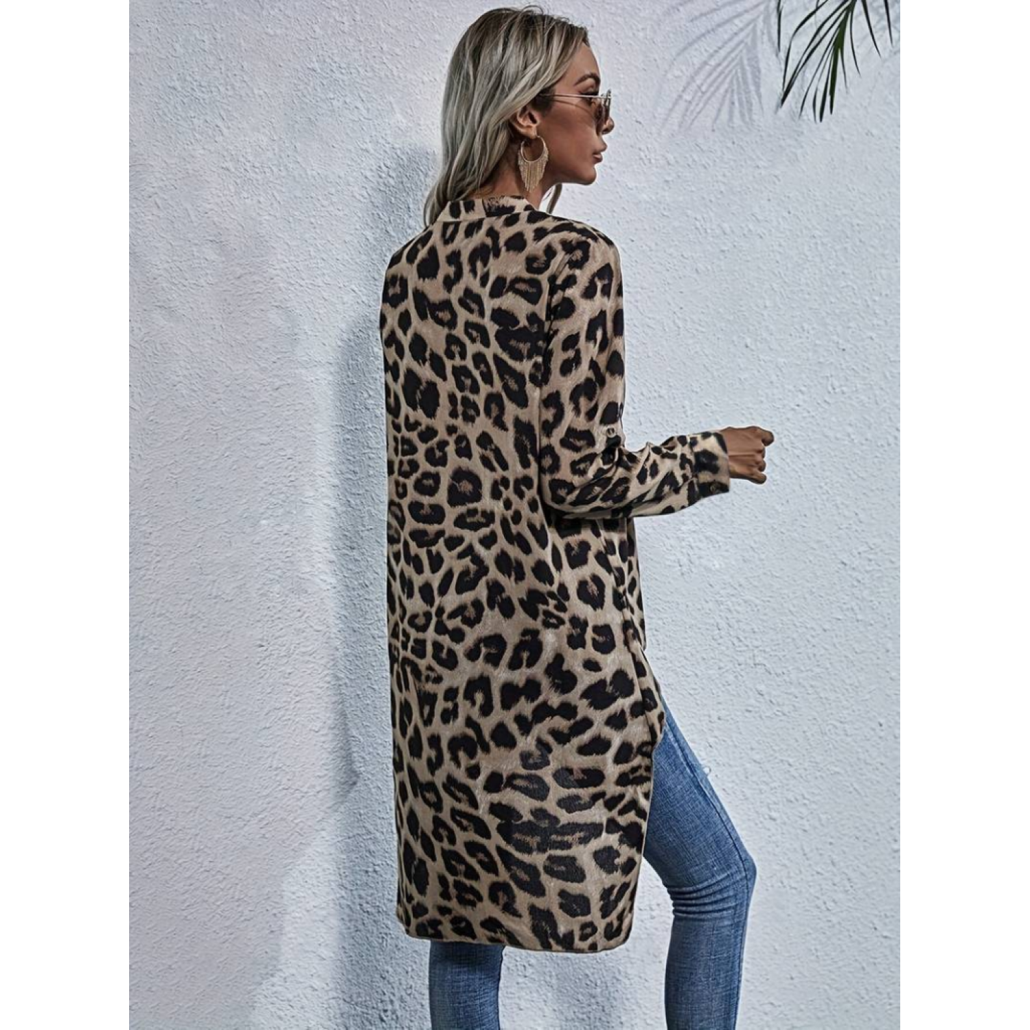Lucky Life Kadın Uzun Kollu Hakim V Yakalı Leopar Desenli Asimetr Lucky Life Kadın Uzun Kollu Hakim V Yakalı Leopar Desenli Asimetr