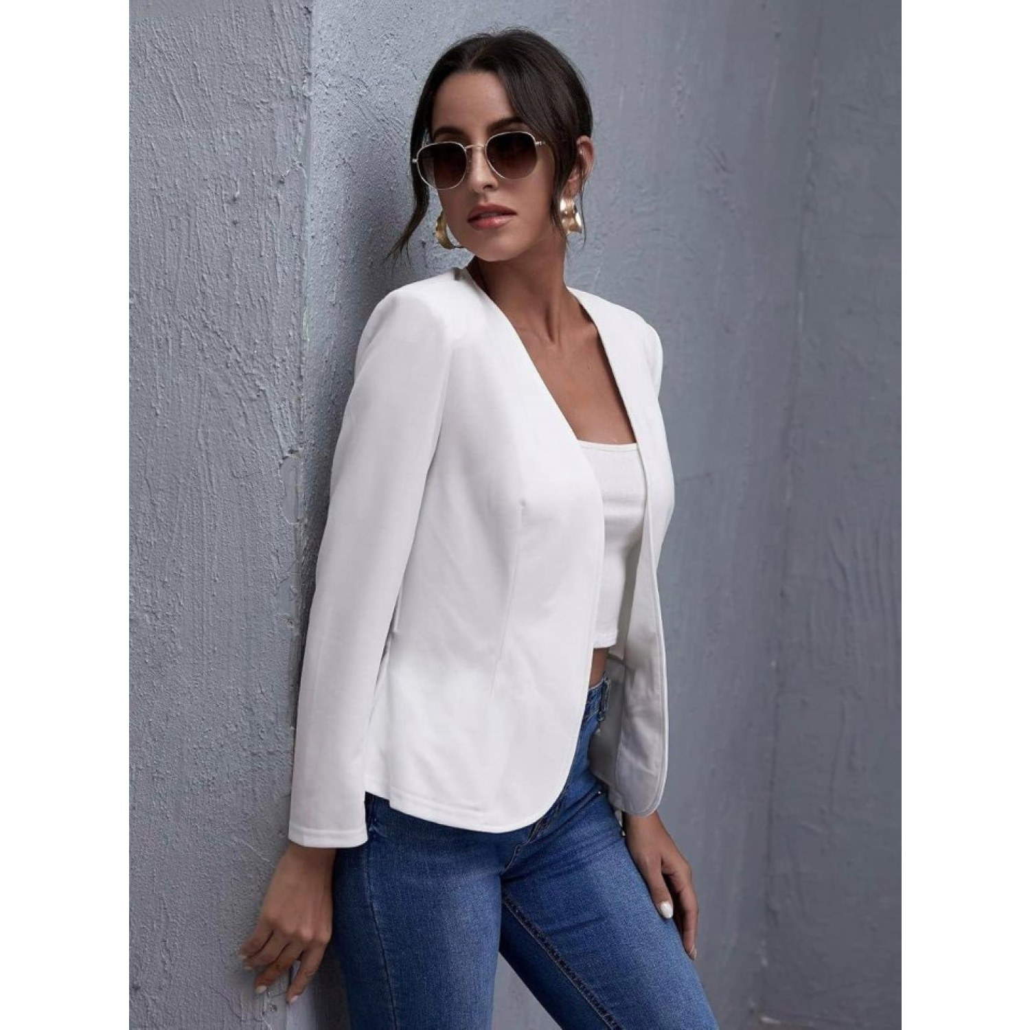 Lucky Life Kadın Uzun Kollu önü Açık Blazer Ceket