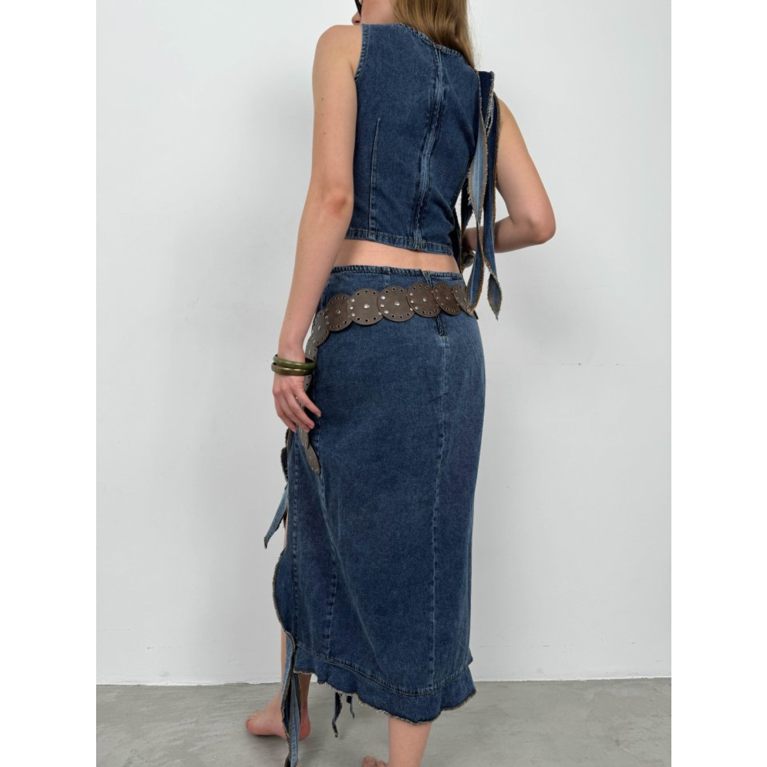 Lucky Life Kadın Fırfır Detay Denim Bluz