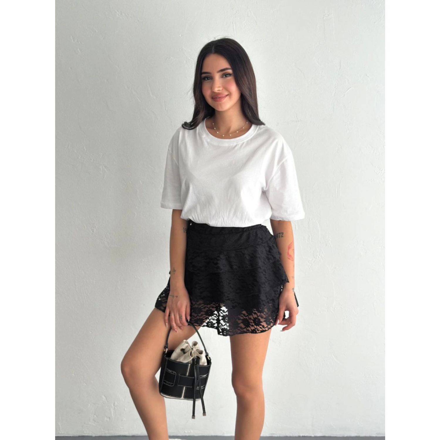 Lucky Life Kadın Dantel Şortlu Etek - Siyah Lucky Life Kadın Dantel Şortlu Etek - Siyah