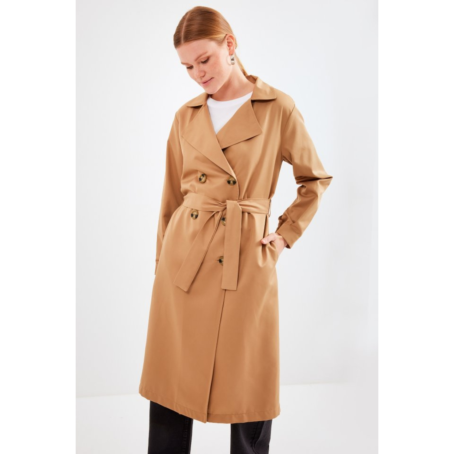 Lucky Life Kadın Kruvaze Yaka Trençkot - Taba