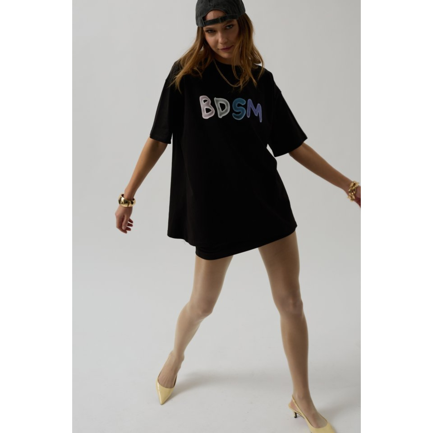 Lucky Life Kadın Sırt Ve Ön Baskılı Oversize T-Shirt