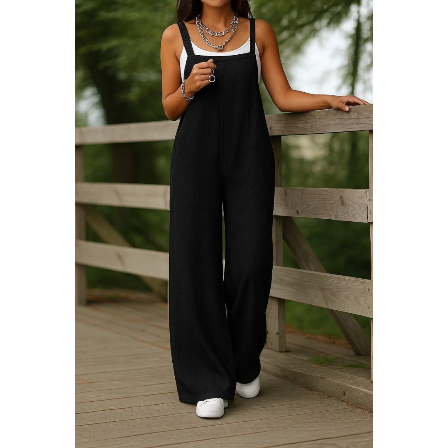 Lucky Life Kadın Askılı Yandan Fermuarlı Geniş Paçalı Valencia Tu