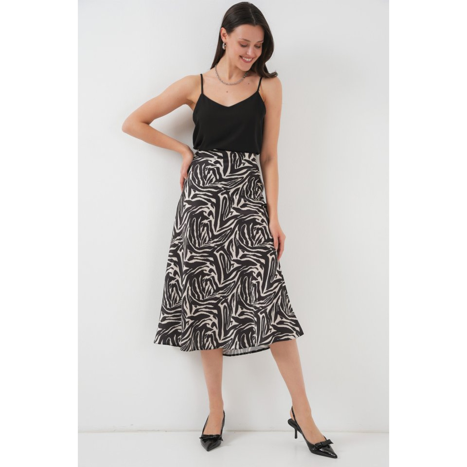 Lucky Life Kadın Saten Etek - A.Bej