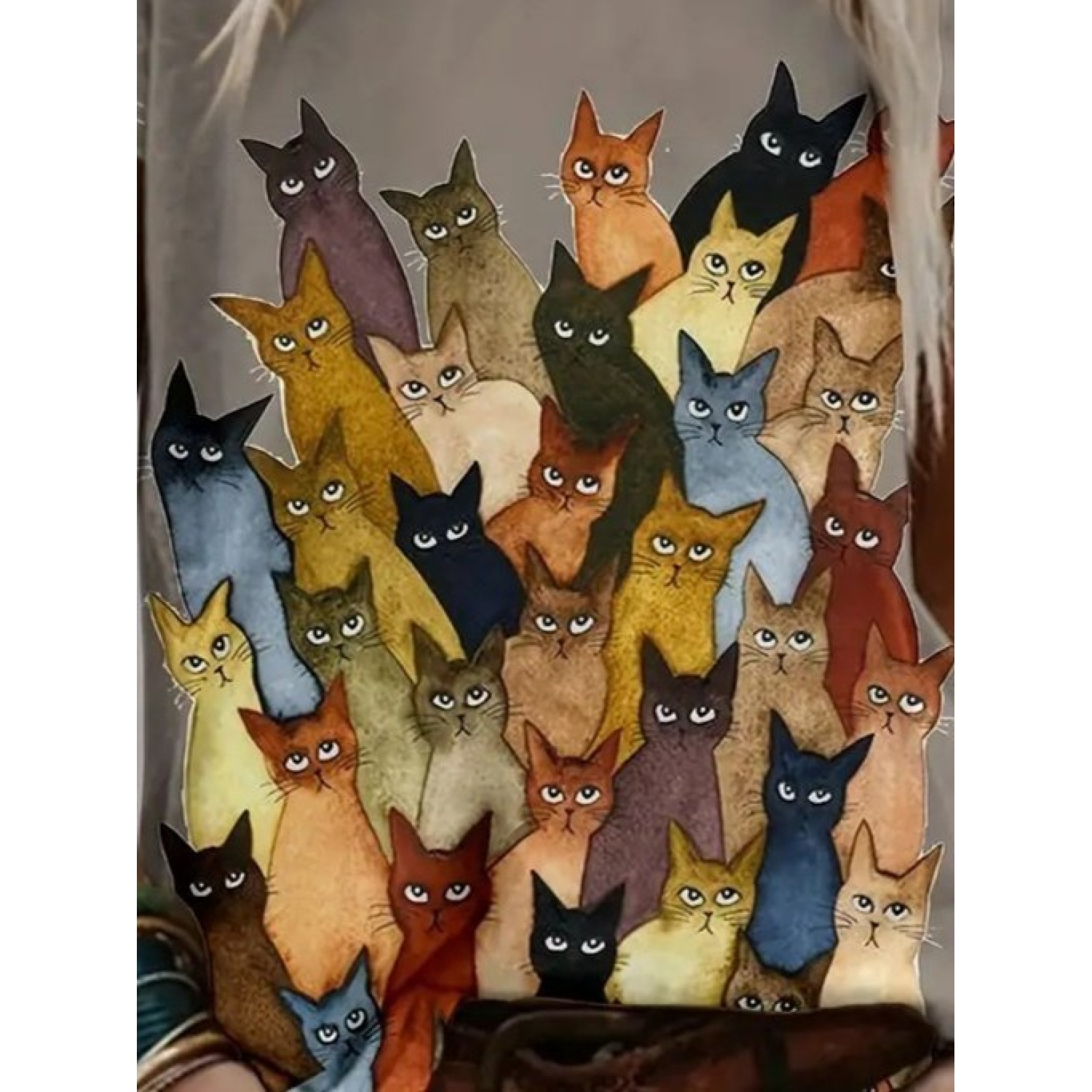 Lucky Life Kadın Kısa Kollu Bisiklet Yaka Kedi Desenli Süprem Blu Lucky Life Kadın Kısa Kollu Bisiklet Yaka Kedi Desenli Süprem Blu
