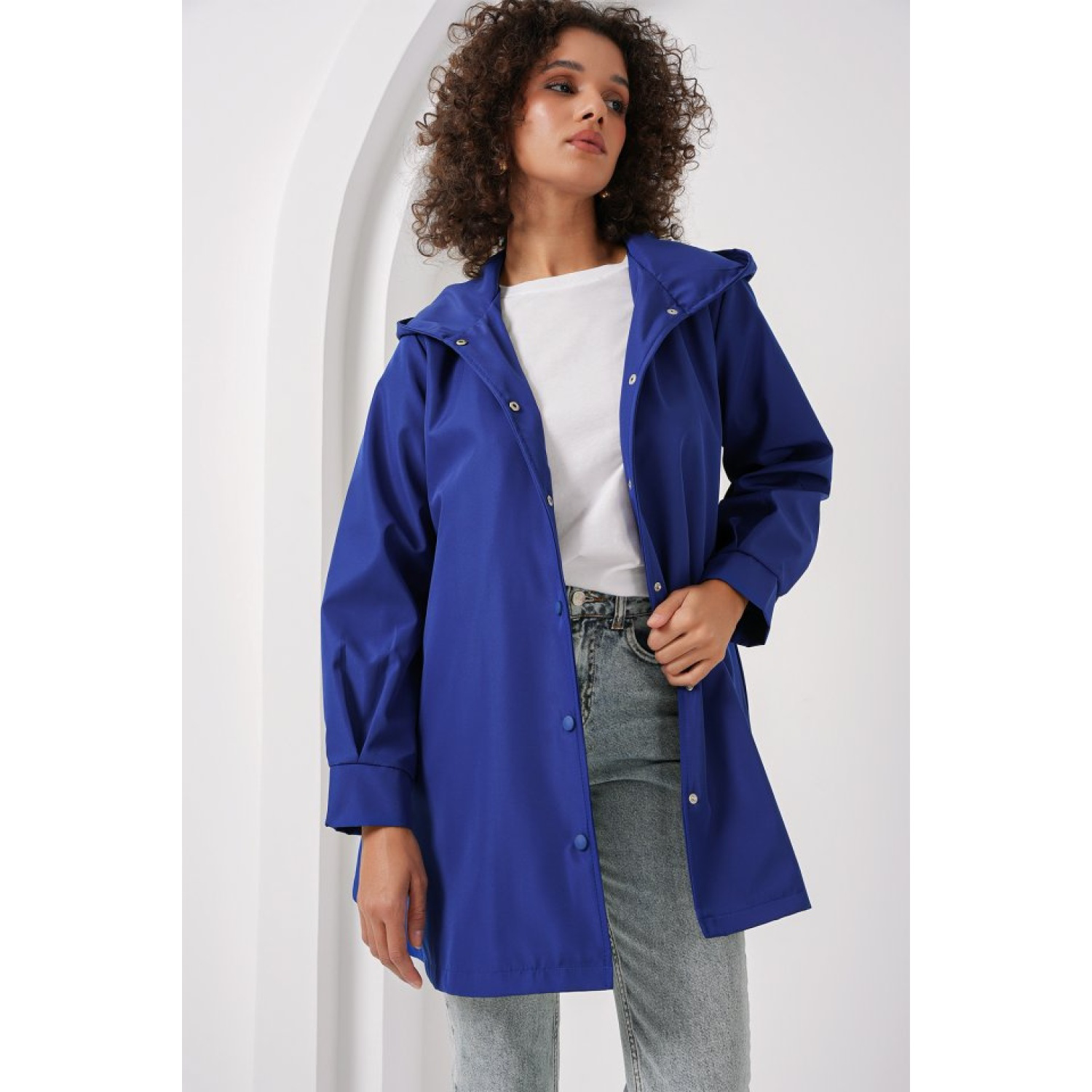 Lucky Life Kadın Kapüşonlu Trençkot - Saks