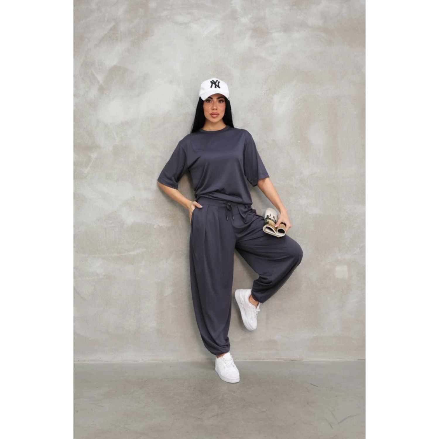 Lucky Life Kadın Modal Yumuşak Dokulu Kumaş Oversize Bisiklet Yak