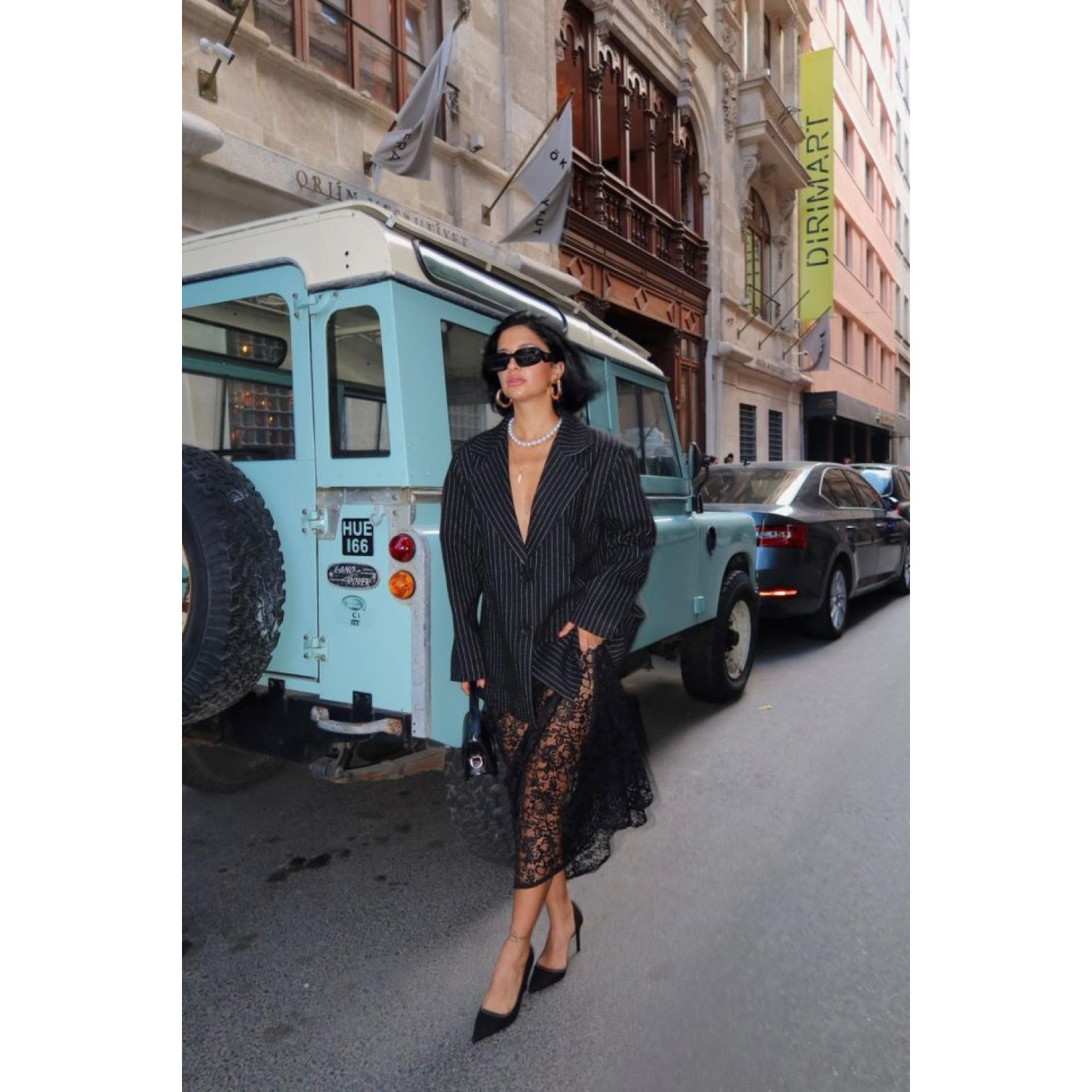 Lucky Life Kadın Siyah Çizgili Oversize Ceket