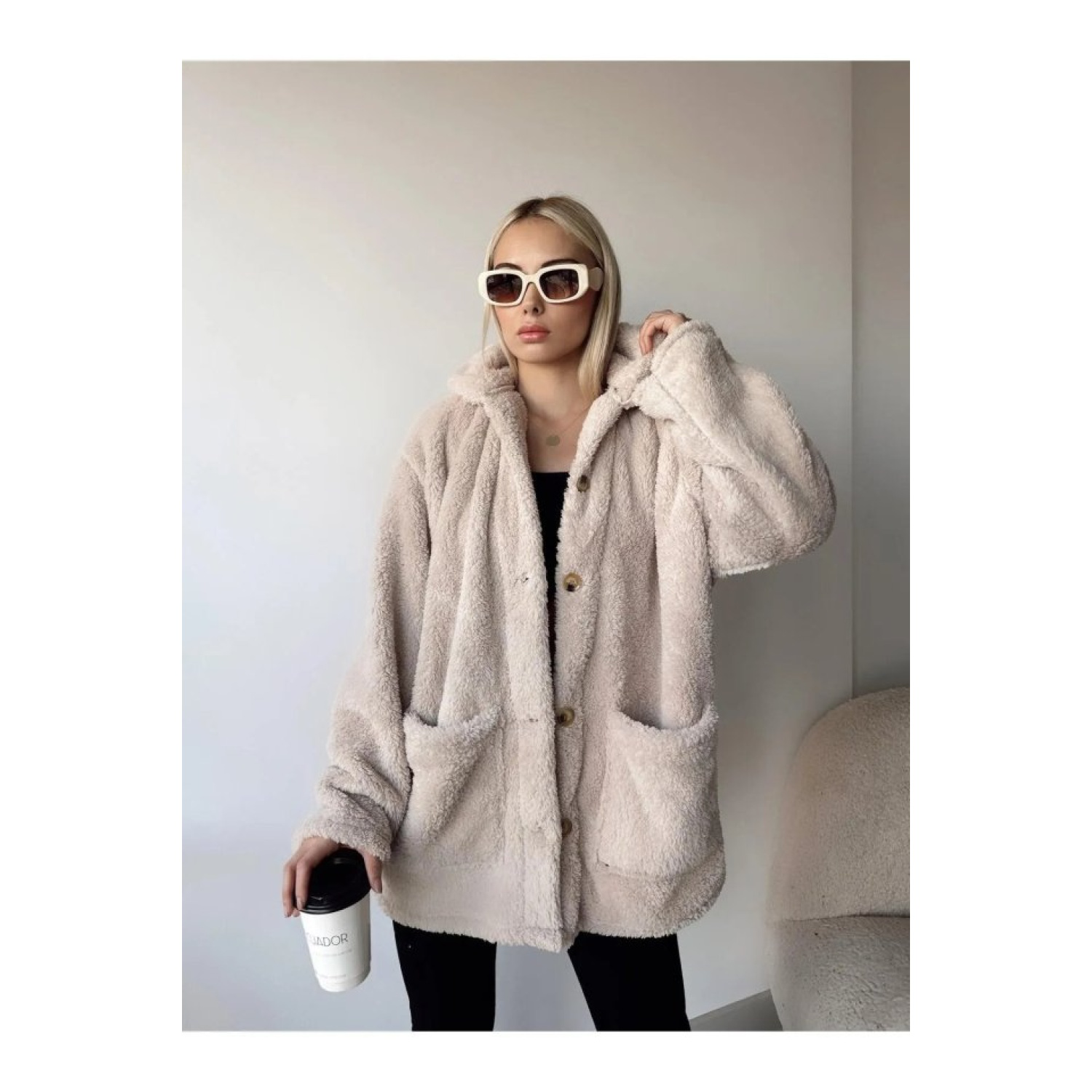 Lucky Life Kadın Uzun Kollu Cep Ve Düğme Detay Wellsof Kumaş Kaba